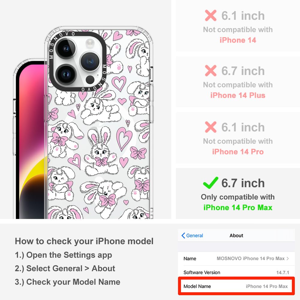 Foto 3 pulgar | Funda De Teléfono Mosnovo Para Iphone 14 Pro Max, Diseño De Conejitos Transparentes - Venta Internacional.