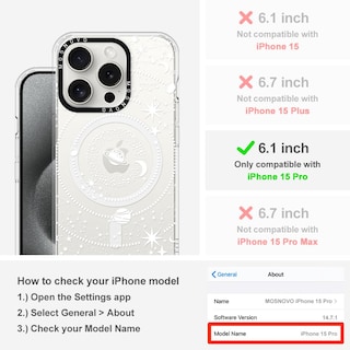 Foto 2 | Funda Para Teléfono Mosnovo Compatible Con Iphone 15 Pro Clear - Venta Internacional.
