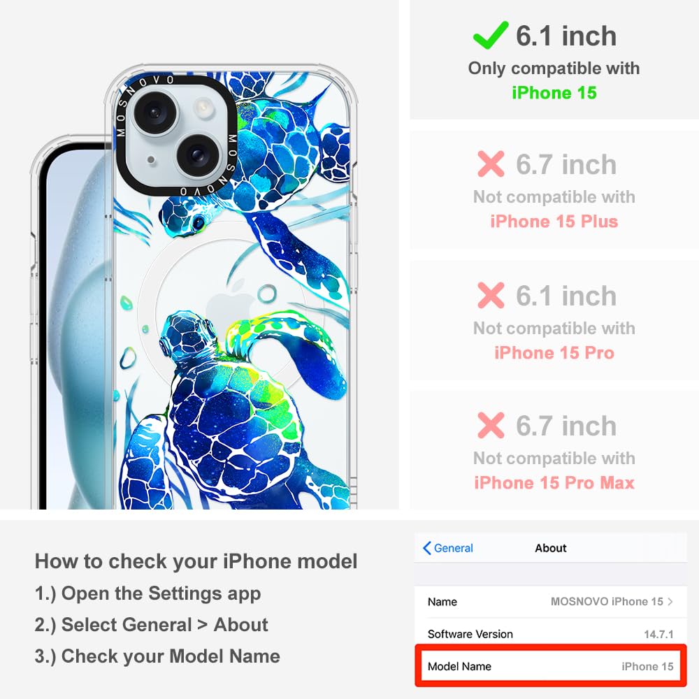 Foto 2 | Funda De Teléfono Mosnovo Buffertech A Prueba De Golpes Para Iphone 15 Sea Turtles - Venta Internacional.