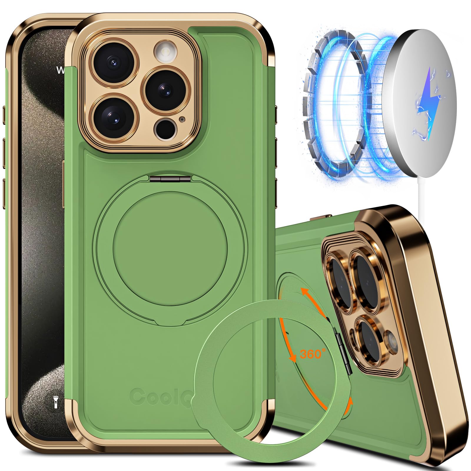 Funda De Teléfono Coolqo Para Iphone 15 Pro Max Con Soporte Magnético - Venta Internacional.
