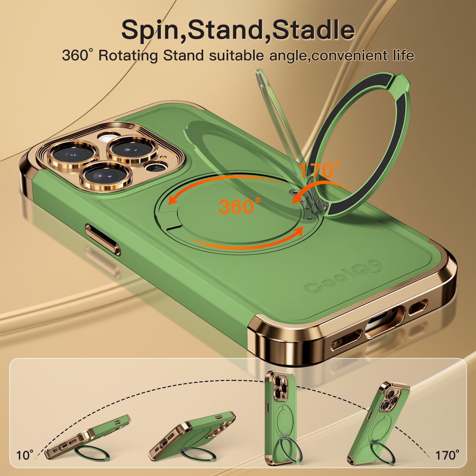 Foto 3 | Funda De Teléfono Coolqo Para Iphone 15 Pro Max Con Soporte Magnético - Venta Internacional.