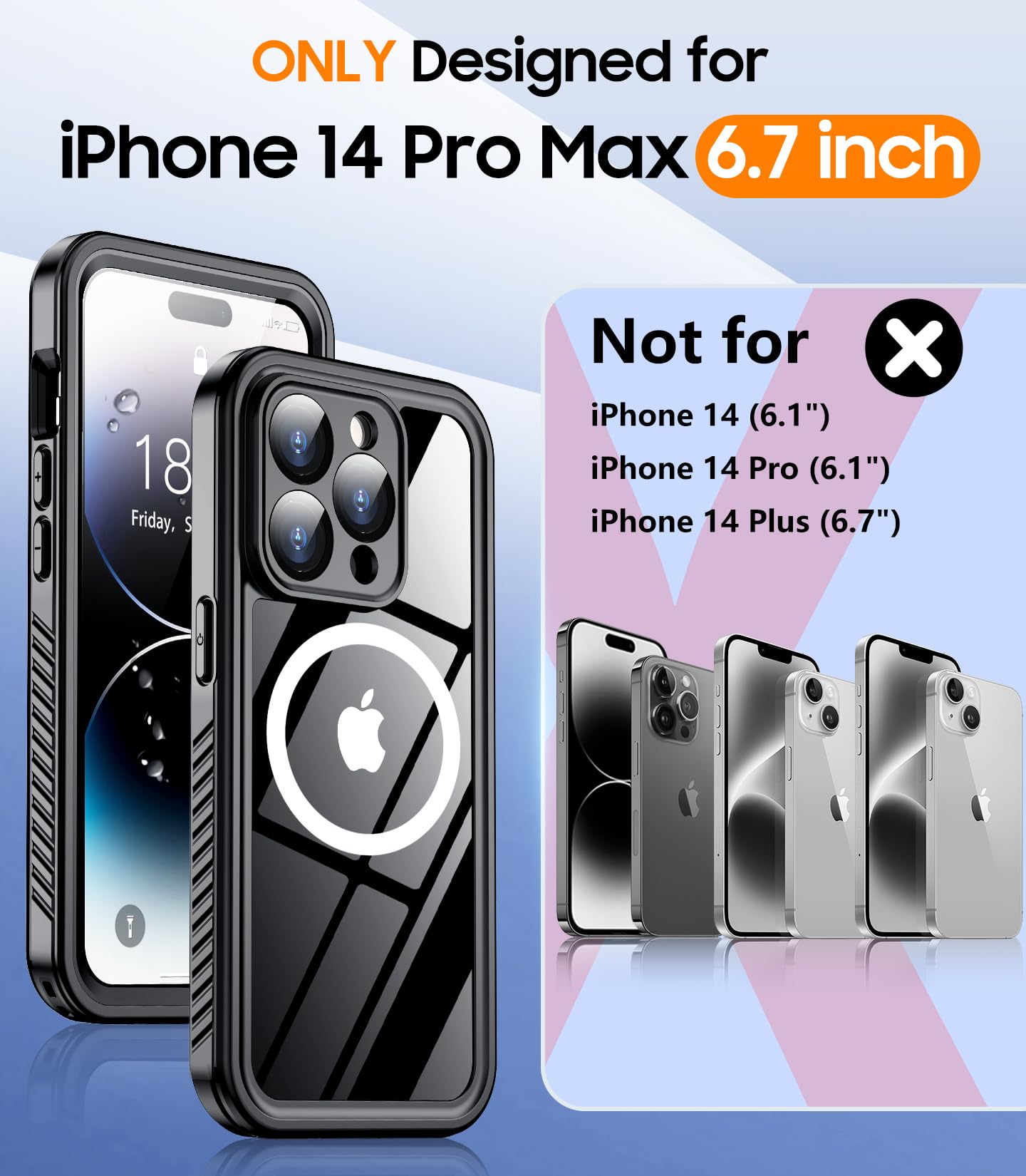 Foto 3 pulgar | Funda Magnética Impermeable Temdan Con Pantalla Para Iphone 14 Pro  - Venta Internacional.