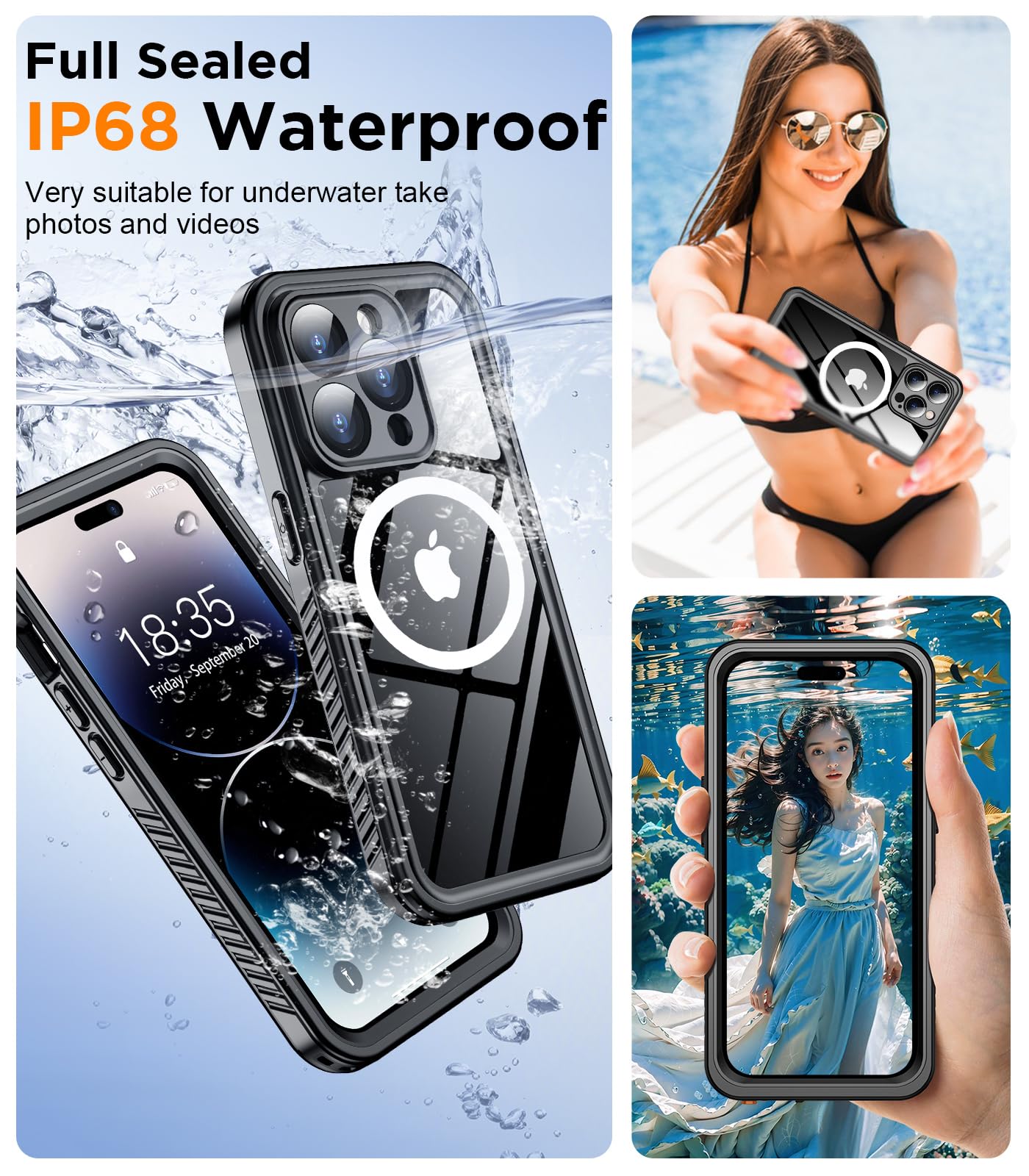 Foto 4 pulgar | Funda Magnética Impermeable Temdan Con Pantalla Para Iphone 14 Pro  - Venta Internacional.
