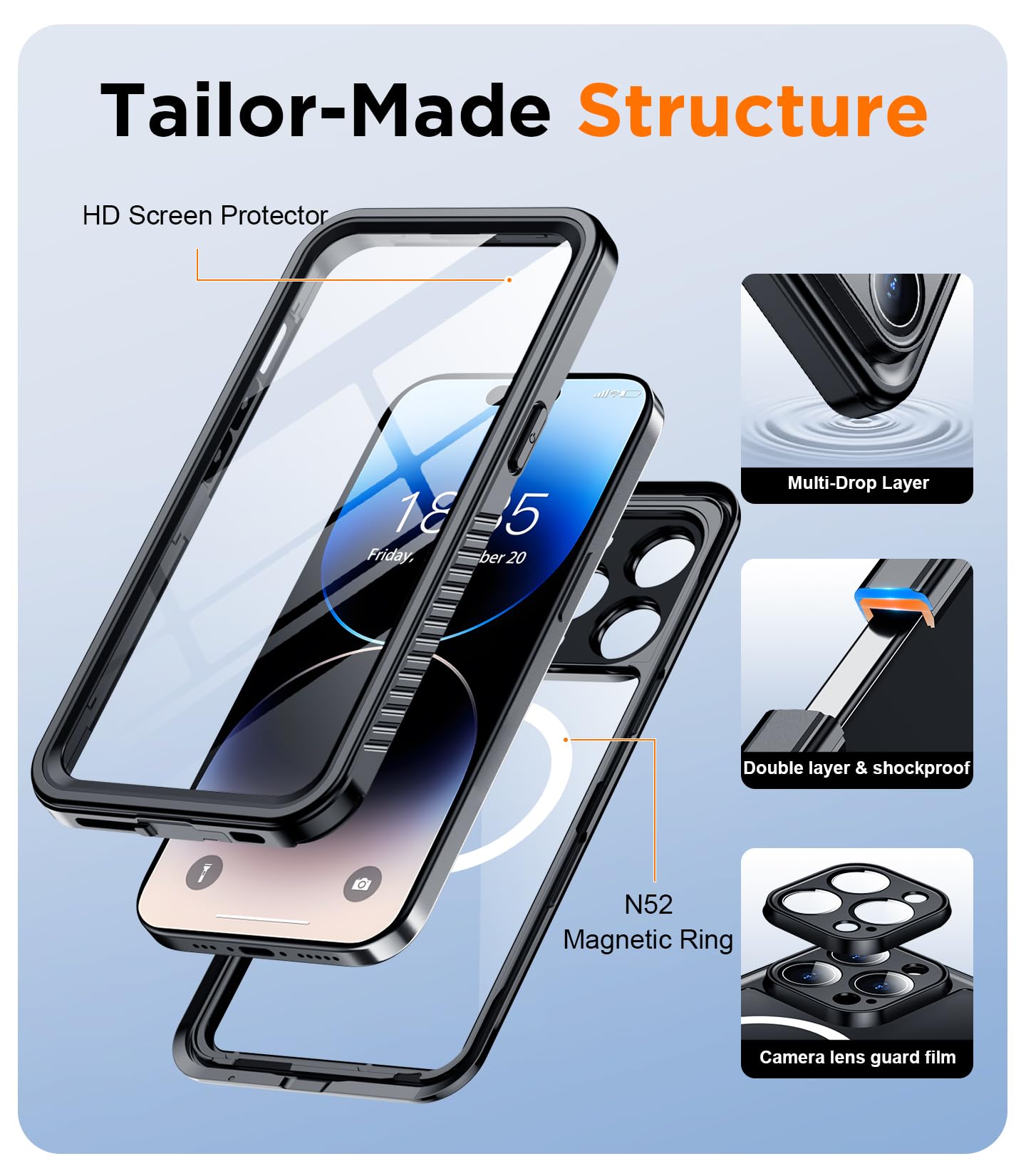 Foto 6 pulgar | Funda Magnética Impermeable Temdan Con Pantalla Para Iphone 14 Pro  - Venta Internacional.