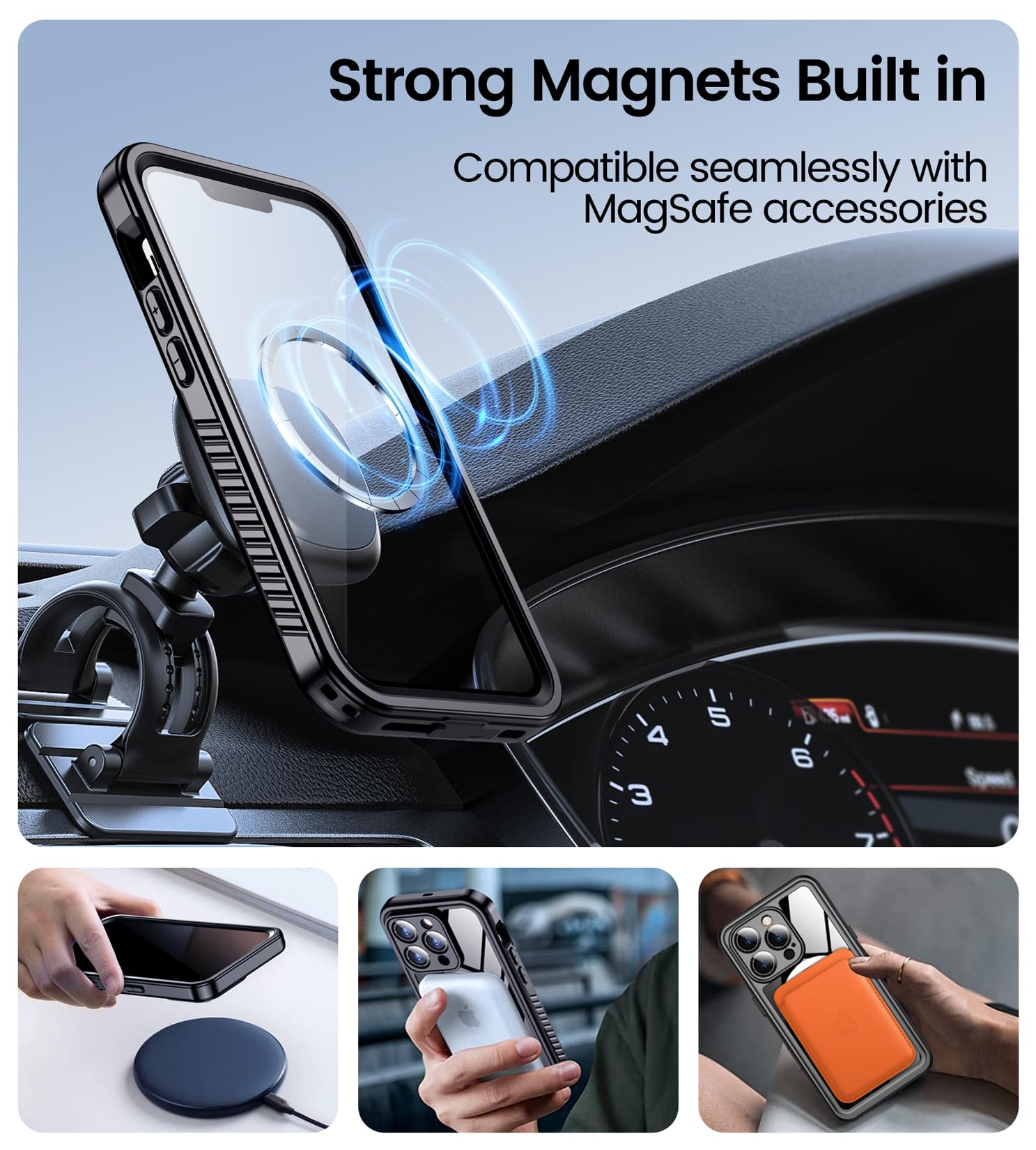 Foto 7 pulgar | Funda Magnética Impermeable Temdan Con Pantalla Para Iphone 14 Pro  - Venta Internacional.