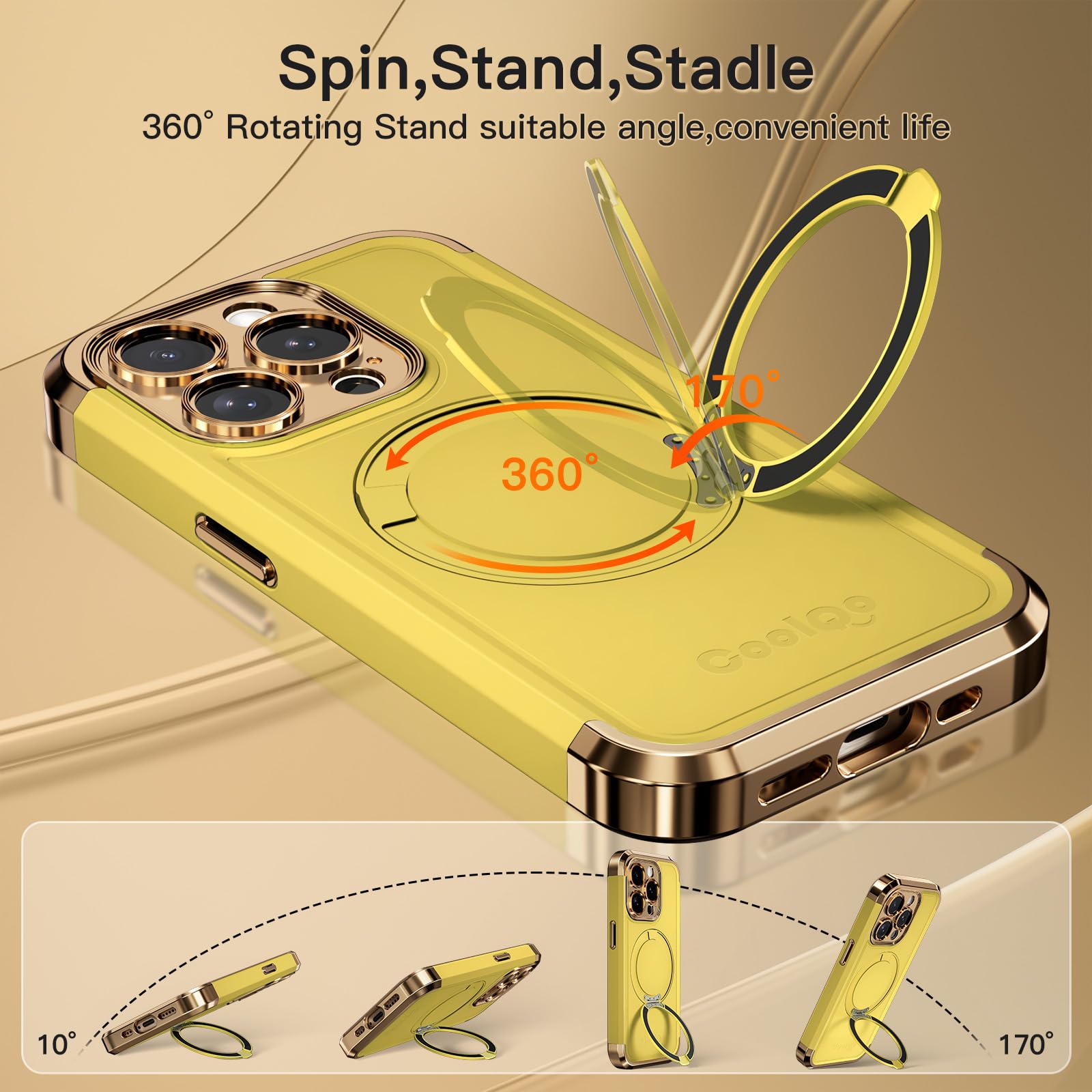Foto 4 pulgar | Funda De Teléfono Coolqo Para Iphone 15 Pro Max Con Soporte Magnético - Venta Internacional.