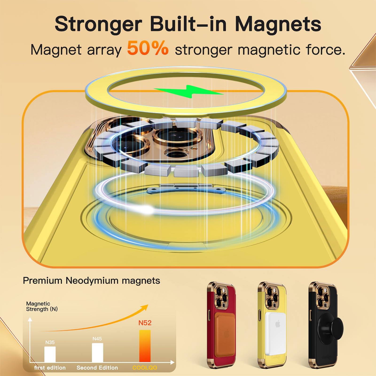 Foto 5 pulgar | Funda De Teléfono Coolqo Para Iphone 15 Pro Max Con Soporte Magnético - Venta Internacional.