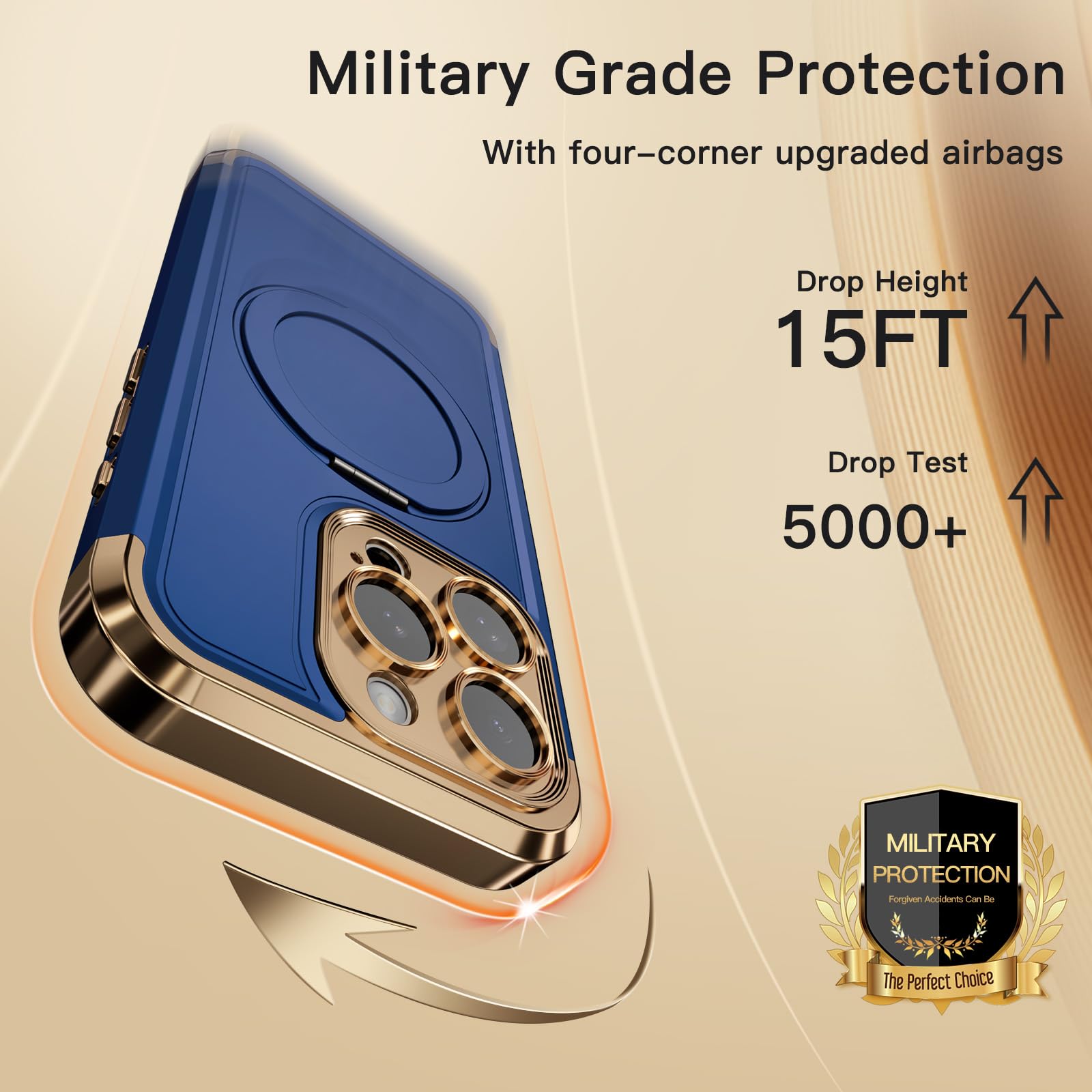 Foto 6 pulgar | Funda De Teléfono Coolqo Para Iphone 15 Pro Max Con Soporte Magnético Azul - Venta Internacional.