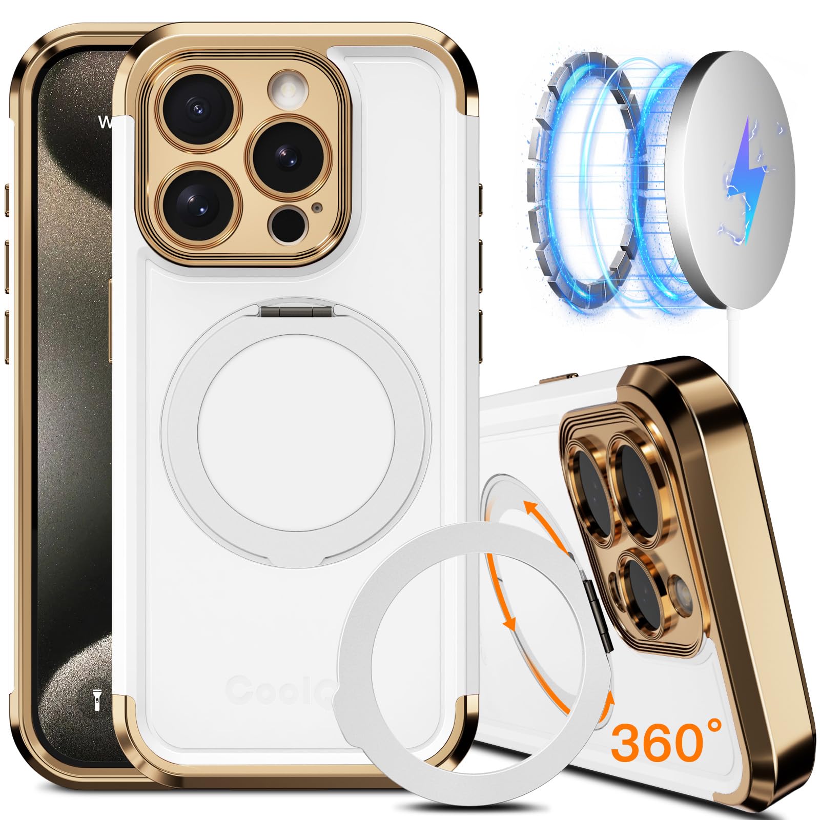 Funda De Teléfono Coolqo Para Iphone 15 Pro Max Con Soporte Magnético - Venta Internacional.