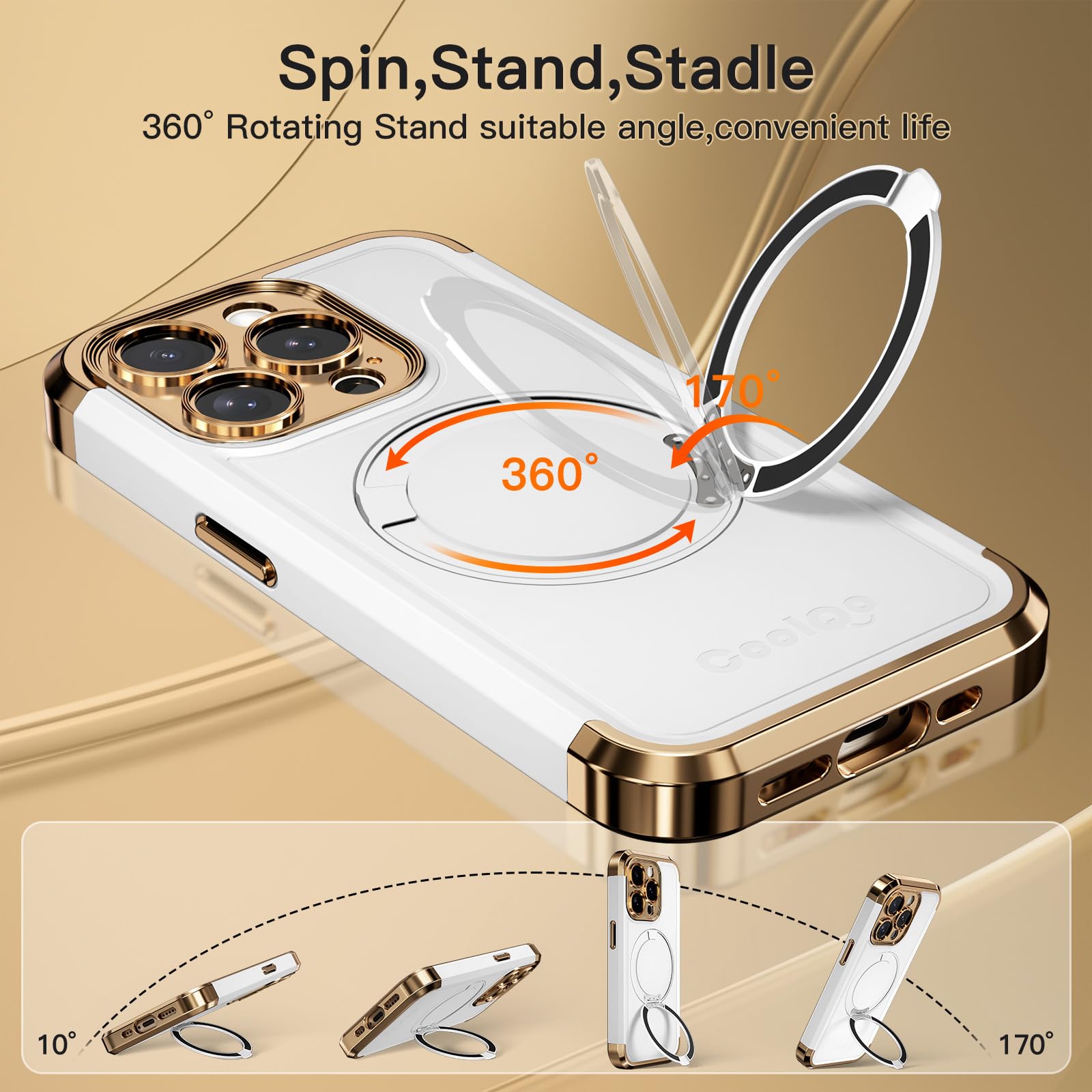 Foto 4 pulgar | Funda De Teléfono Coolqo Para Iphone 15 Pro Max Con Soporte Magnético - Venta Internacional.