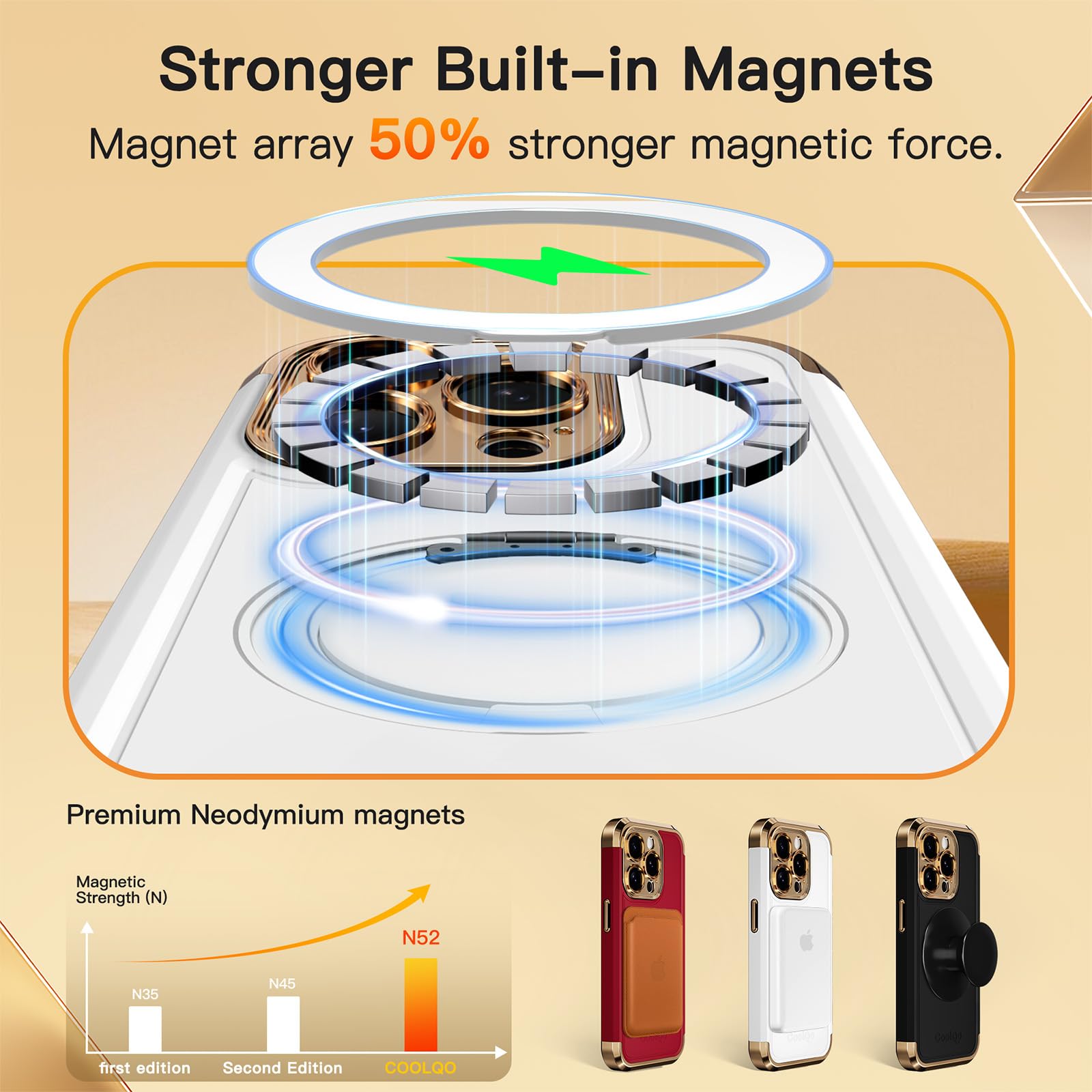 Foto 5 pulgar | Funda De Teléfono Coolqo Para Iphone 15 Pro Max Con Soporte Magnético - Venta Internacional.