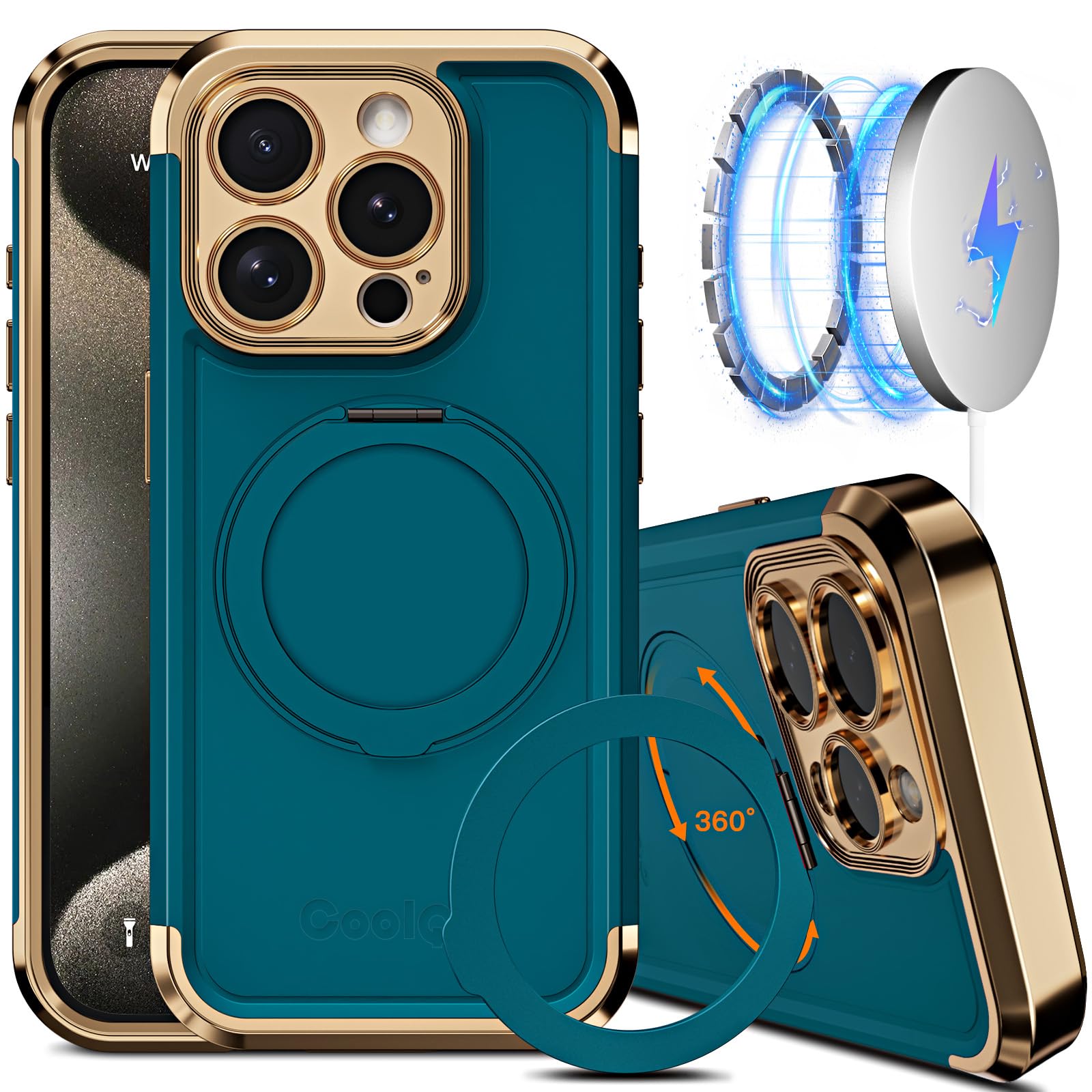 Funda De Teléfono Coolqo Para Iphone 15 Pro Max Con Soporte Magnético - Venta Internacional.