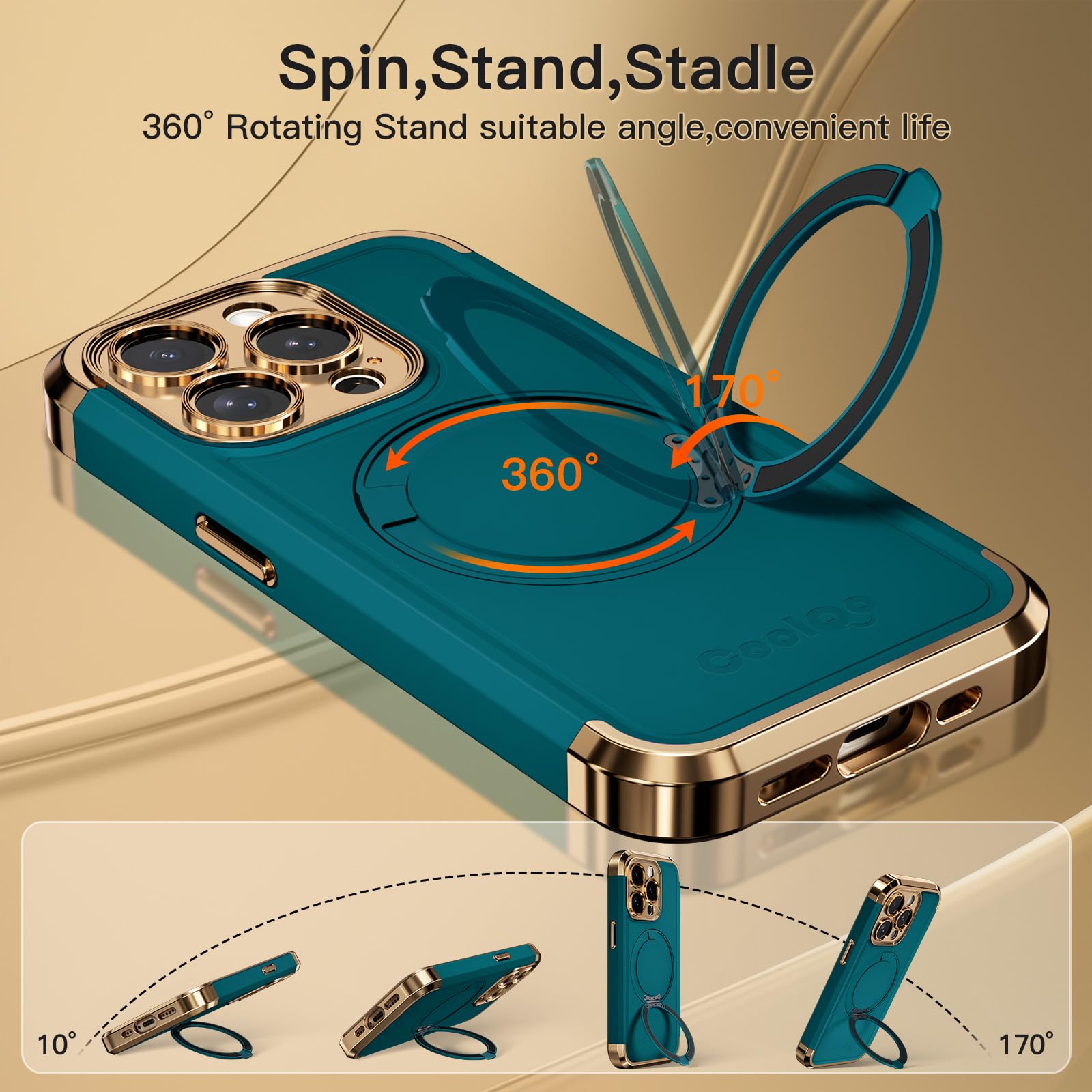 Foto 3 | Funda De Teléfono Coolqo Para Iphone 15 Pro Max Con Soporte Magnético - Venta Internacional.
