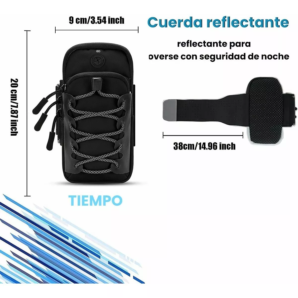 Foto 3 pulgar | Language Bolsa De Brazo Deportivo Brazalete Reflectante Para Correr Eo Safe Imports Esi-14732-1 Negro