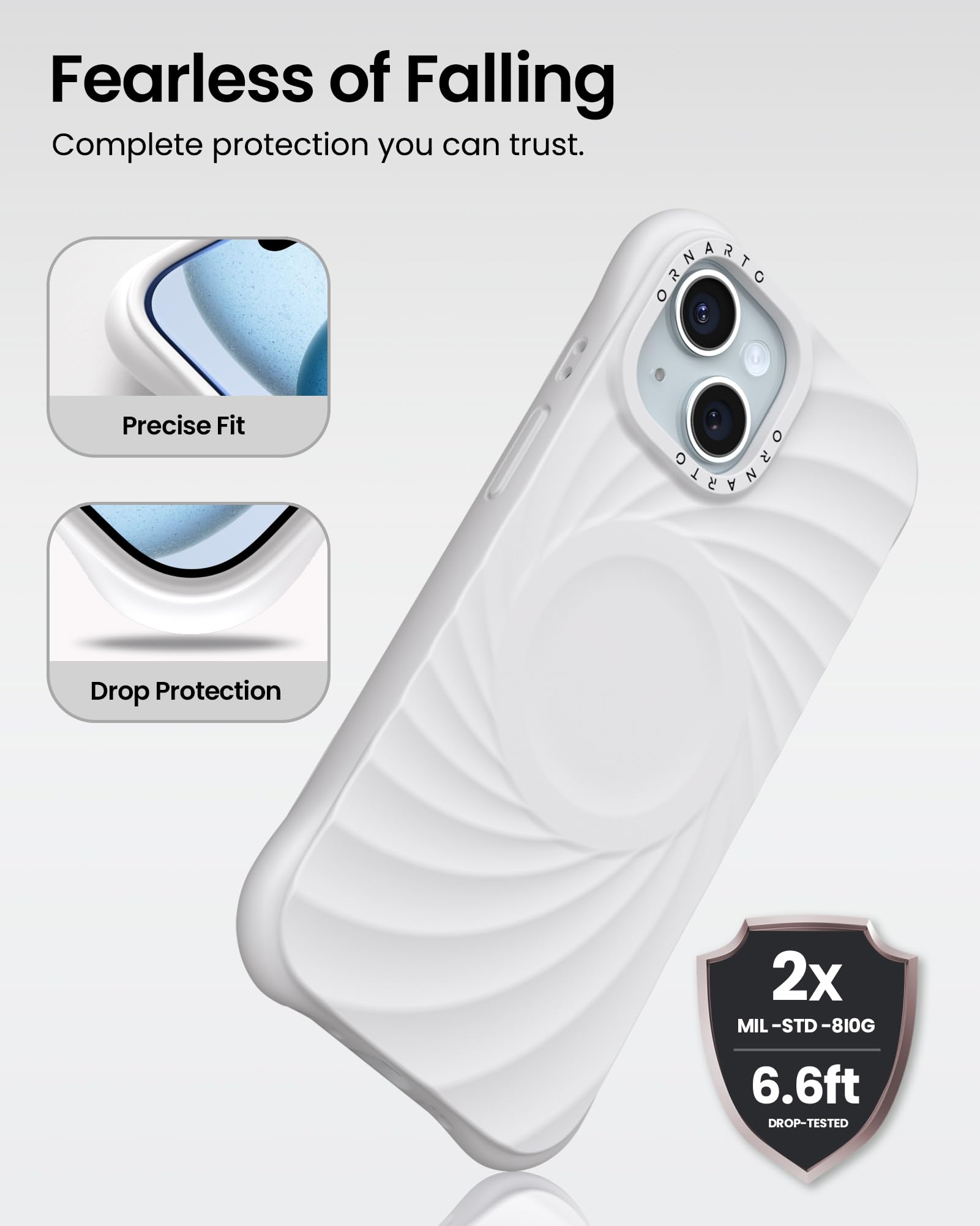 Foto 4 pulgar | Funda Ornarto Vortuxe Para Iphone 15 6.1 De Silicona Blanca - Venta Internacional.