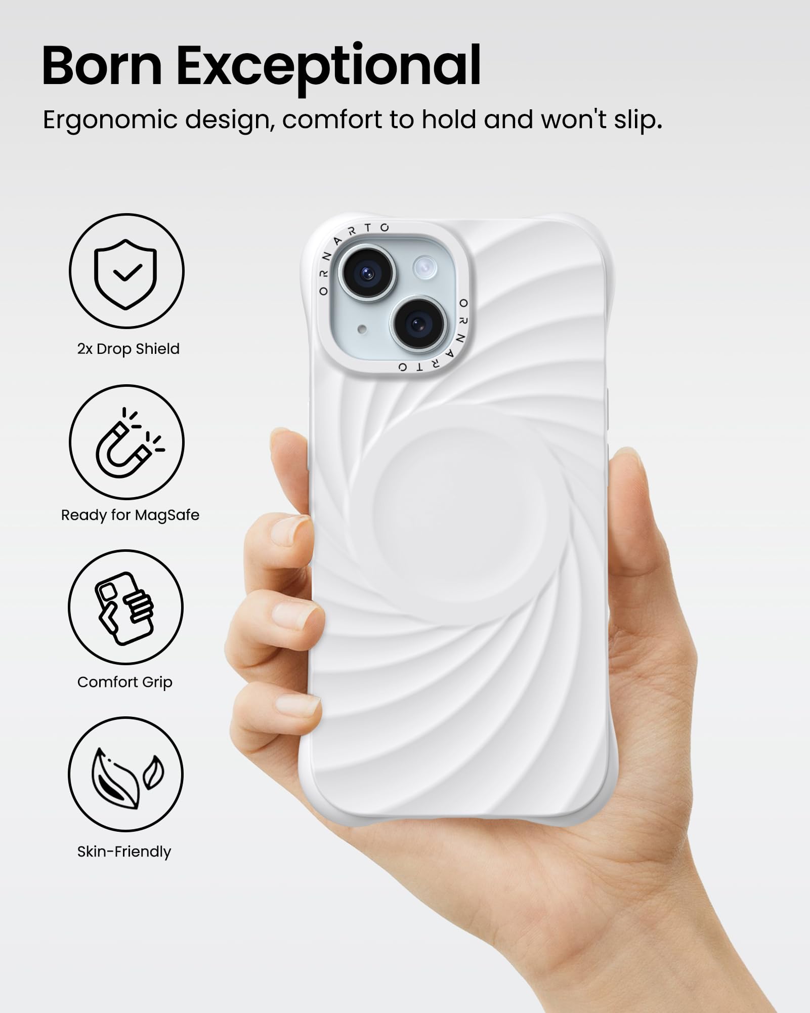 Foto 6 pulgar | Funda Ornarto Vortuxe Para Iphone 15 6.1 De Silicona Blanca - Venta Internacional.