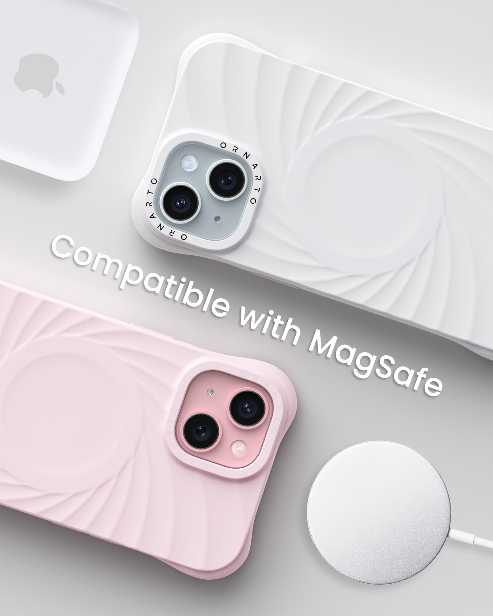 Foto 7 | Funda Ornarto Vortuxe Para Iphone 15 6.1 De Silicona Blanca - Venta Internacional.