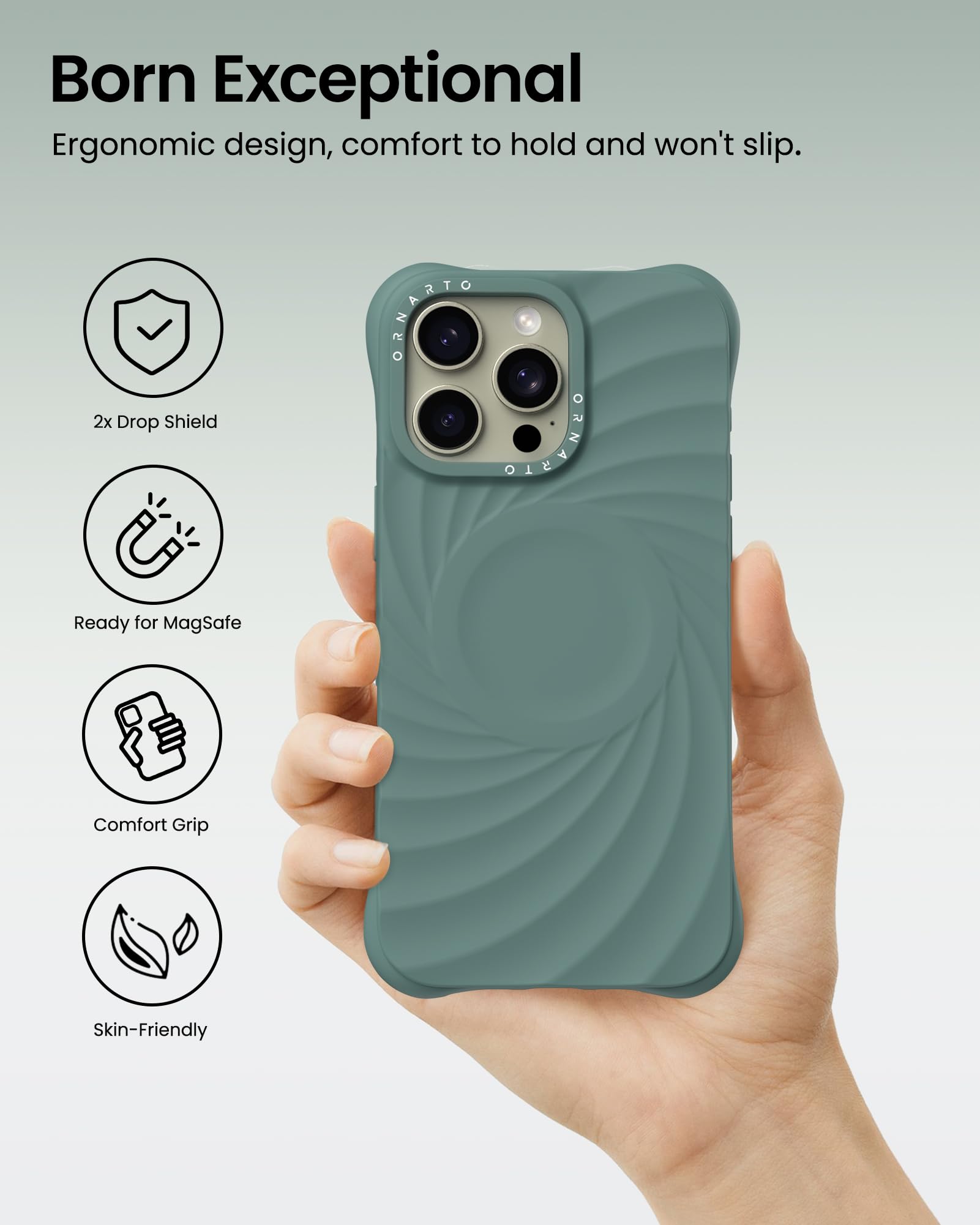 Foto 6 pulgar | Funda De Teléfono Ornarto Vortuxe Para Iphone 15 Pro Max Pine Green - Venta Internacional.