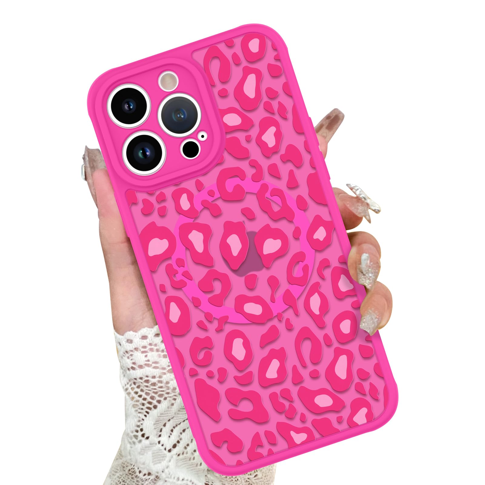 Foto 2 pulgar | Funda Iphone 12 Pro Max Kanghar Con Estampado De Leopardo Rosa Intenso - Venta Internacional.