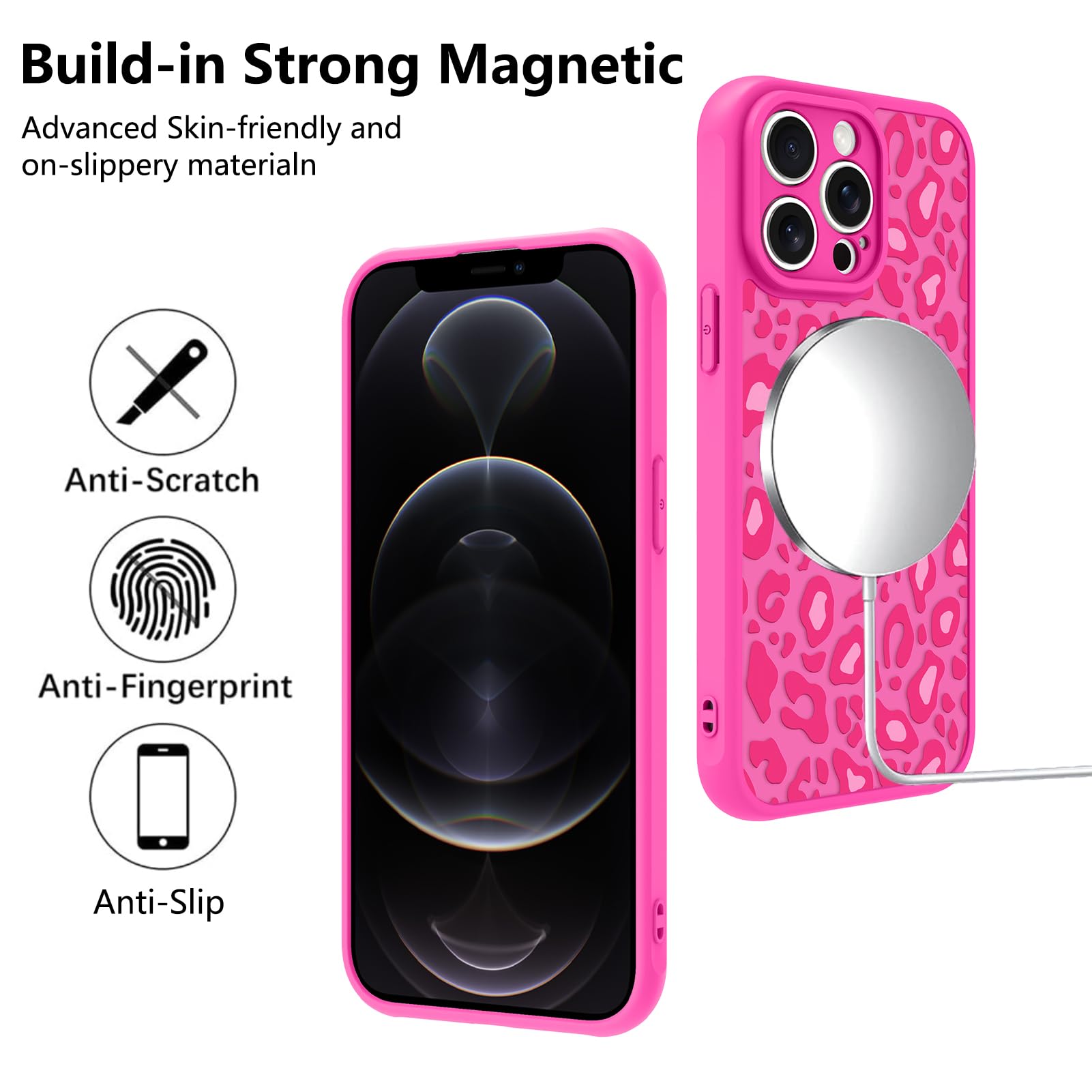 Foto 6 pulgar | Funda Iphone 12 Pro Max Kanghar Con Estampado De Leopardo Rosa Intenso - Venta Internacional.