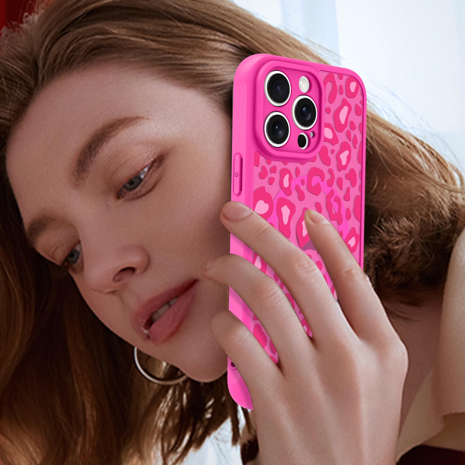 Foto 7 pulgar | Funda Iphone 12 Pro Max Kanghar Con Estampado De Leopardo Rosa Intenso - Venta Internacional.
