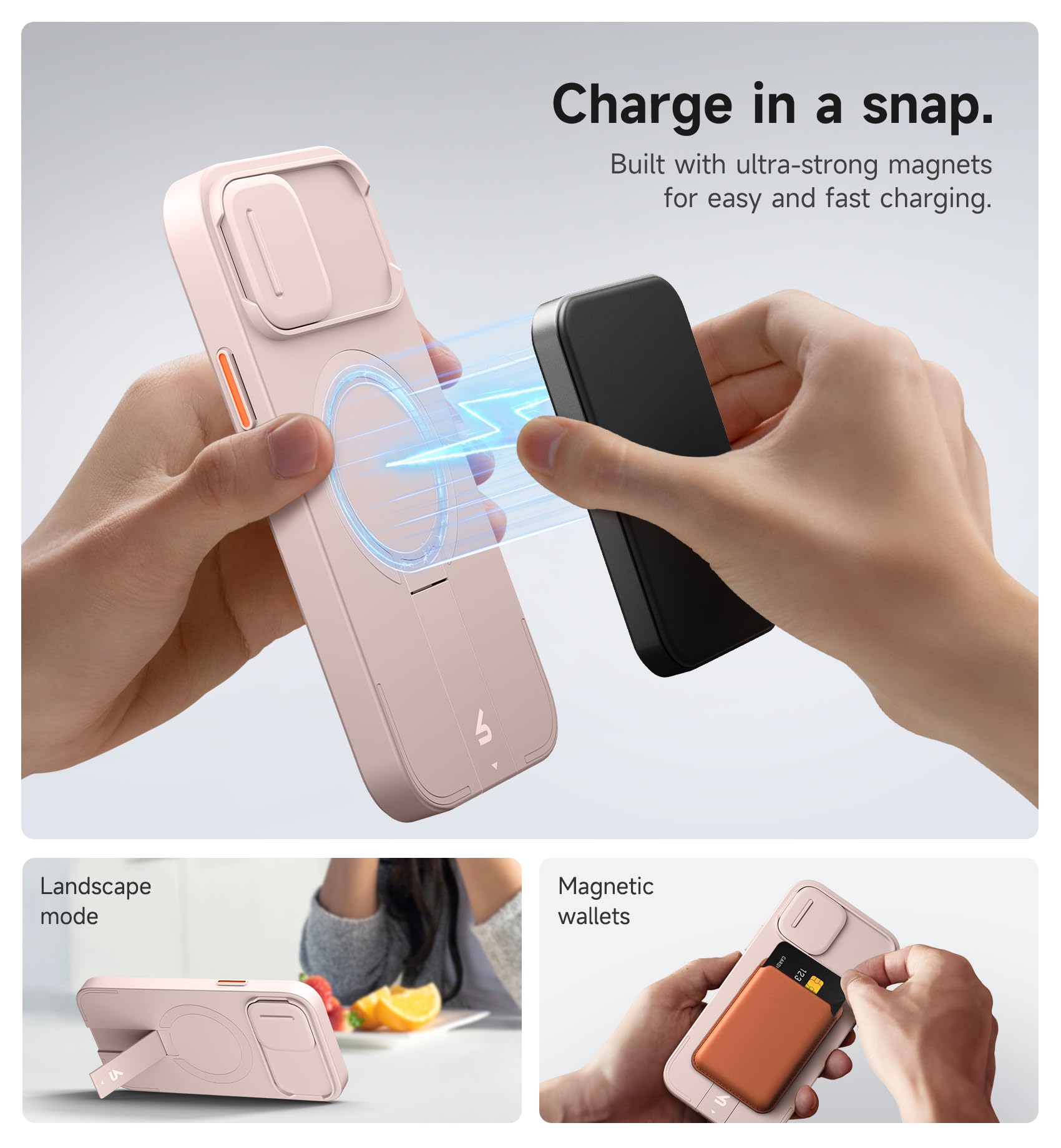 Foto 4 pulgar | Funda Suritch Para Iphone 12/12 Pro De 6.1 Pulgadas Con Funda Magnética, Color Rosa - Venta Internacional.