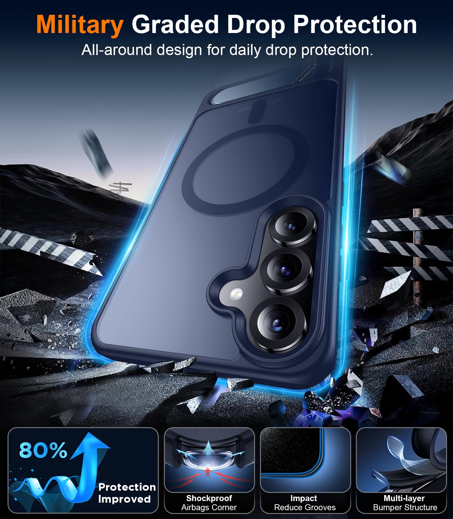 Foto 5 pulgar | Funda Magnética Temdan Para Samsung Galaxy S25 Plus, Color Azul - Venta Internacional.