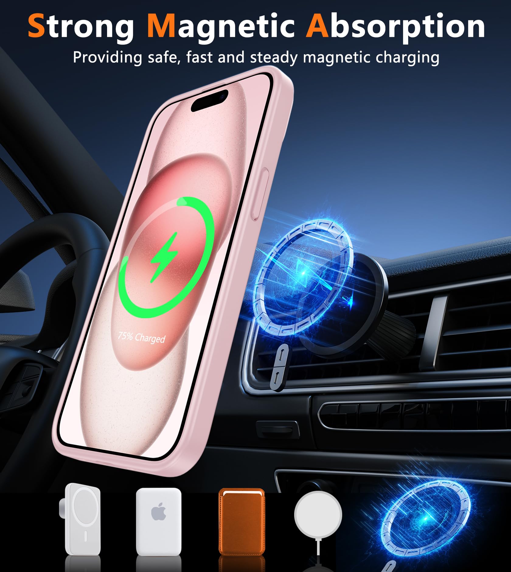 Foto 5 pulgar | Funda Fntcase para iPhone 15 Rosa Magnético Mate - Venta Internacional