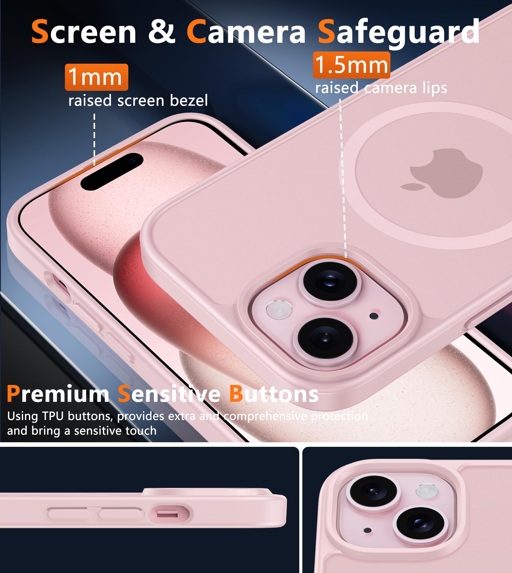 Foto 5 | Funda Fntcase para iPhone 15 Rosa Magnético Mate - Venta Internacional