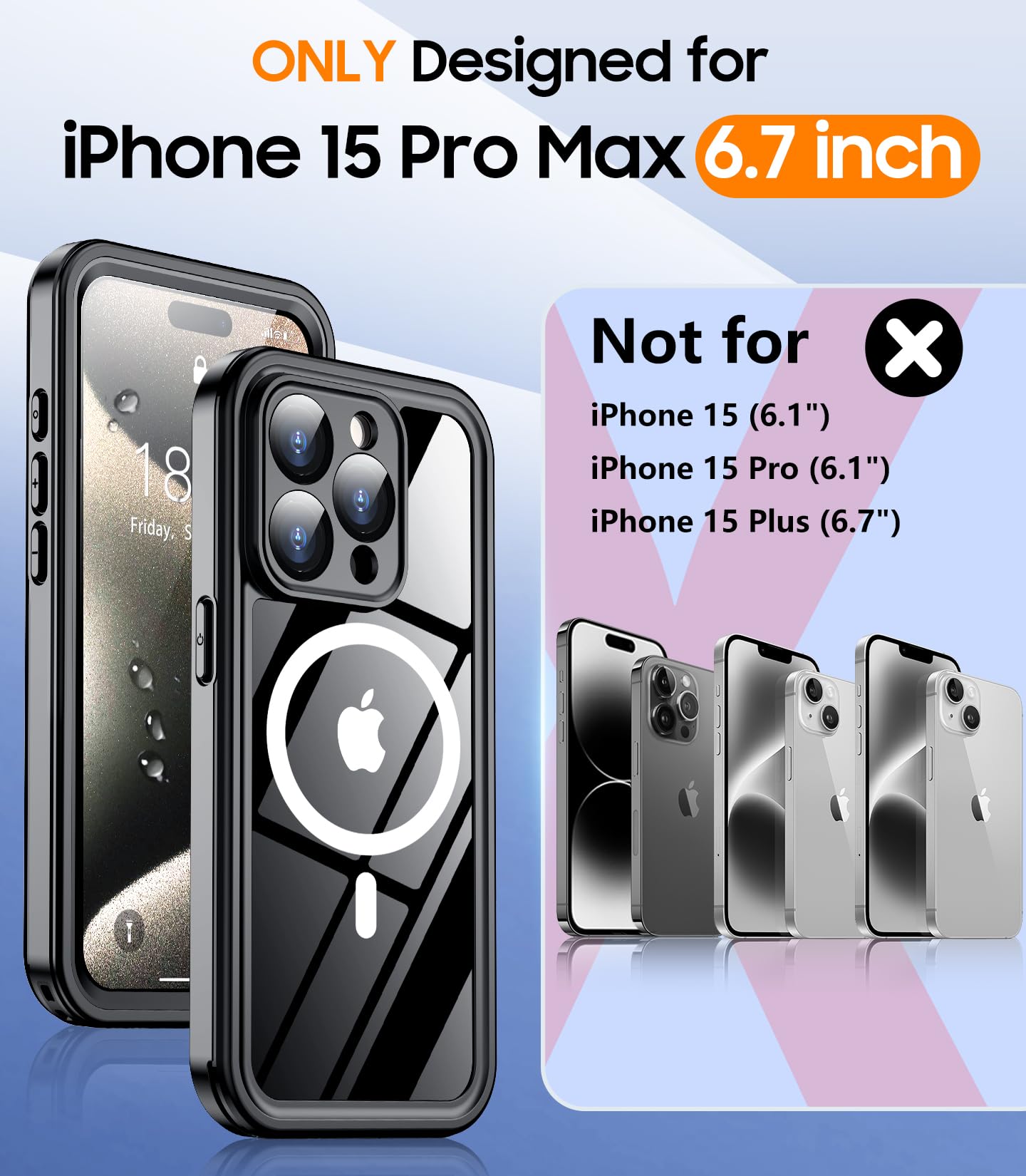 Foto 3 pulgar | Funda De Teléfono Temdan Magnética Impermeable Para Iphone 15 Pro Max - Venta Internacional.