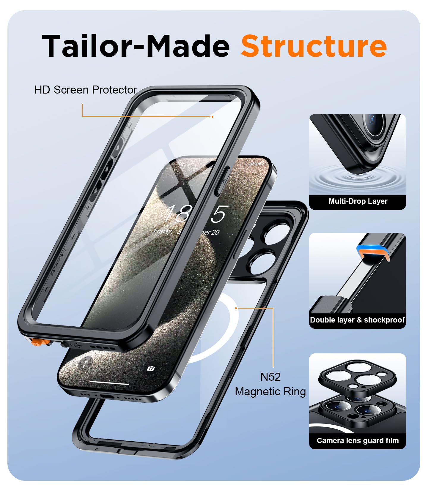 Foto 6 pulgar | Funda De Teléfono Temdan Magnética Impermeable Para Iphone 15 Pro Max - Venta Internacional.