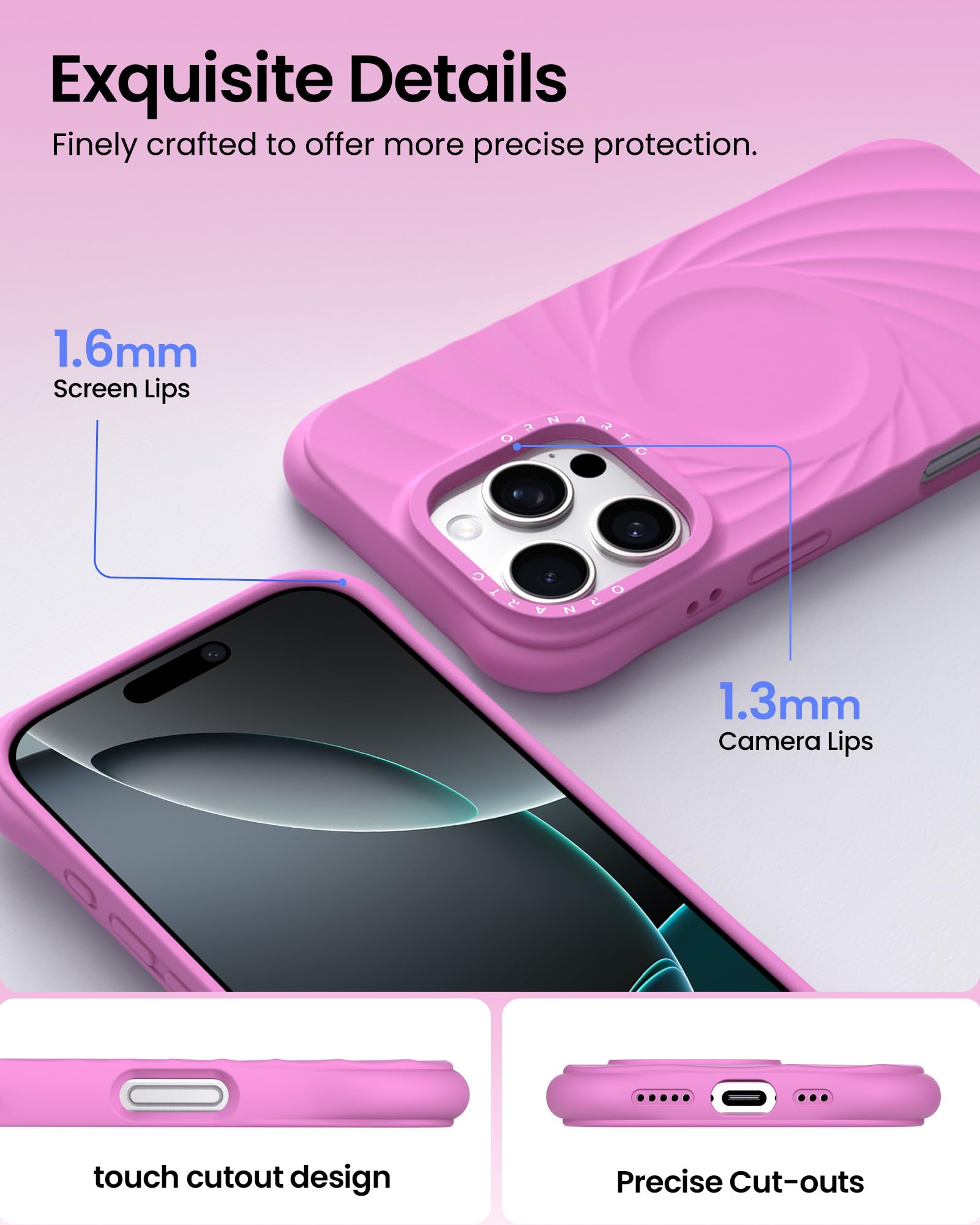 Foto 5 pulgar | Funda De Teléfono Ornarto Vortuxe Para Iphone 16 Pro Max Con Magsafe - Venta Internacional.