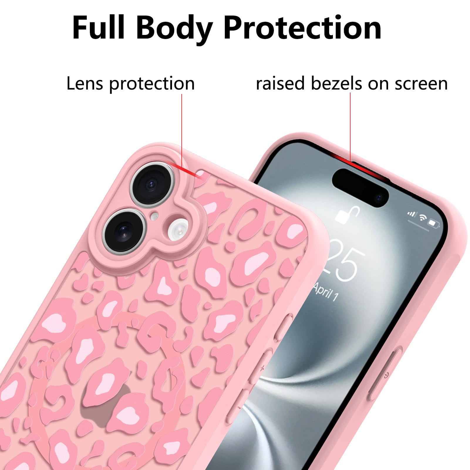 Foto 3 | Funda Kanghar Para Iphone 16 Con Estampado De Leopardo Rosa 6.1 Y Magsafe - Venta Internacional.