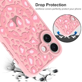 Foto 4 | Funda Kanghar Para Iphone 16 Con Estampado De Leopardo Rosa 6.1 Y Magsafe - Venta Internacional.