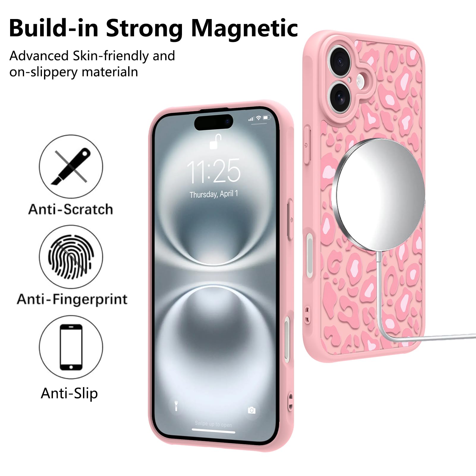 Foto 6 pulgar | Funda Kanghar Para Iphone 16 Con Estampado De Leopardo Rosa 6.1 Y Magsafe - Venta Internacional.