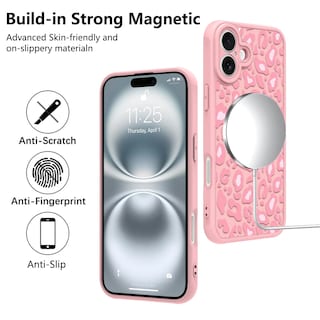 Foto 5 | Funda Kanghar Para Iphone 16 Con Estampado De Leopardo Rosa 6.1 Y Magsafe - Venta Internacional.