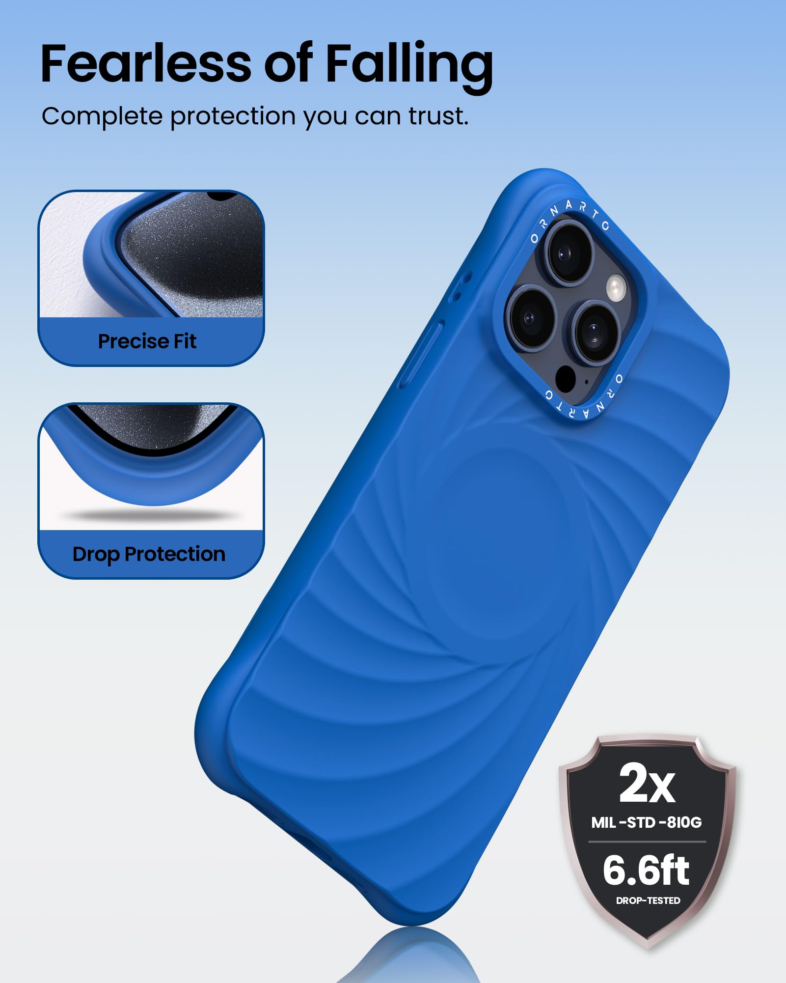 Foto 4 pulgar | Funda De Teléfono Ornarto Vortuxe Para Iphone 15 Pro 6.1 - Azure - Venta Internacional.