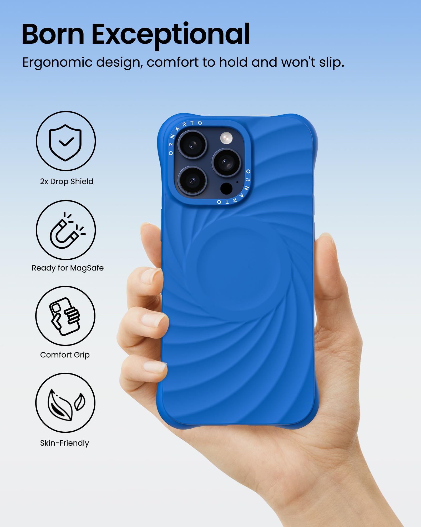 Foto 6 pulgar | Funda De Teléfono Ornarto Vortuxe Para Iphone 15 Pro 6.1 - Azure - Venta Internacional.