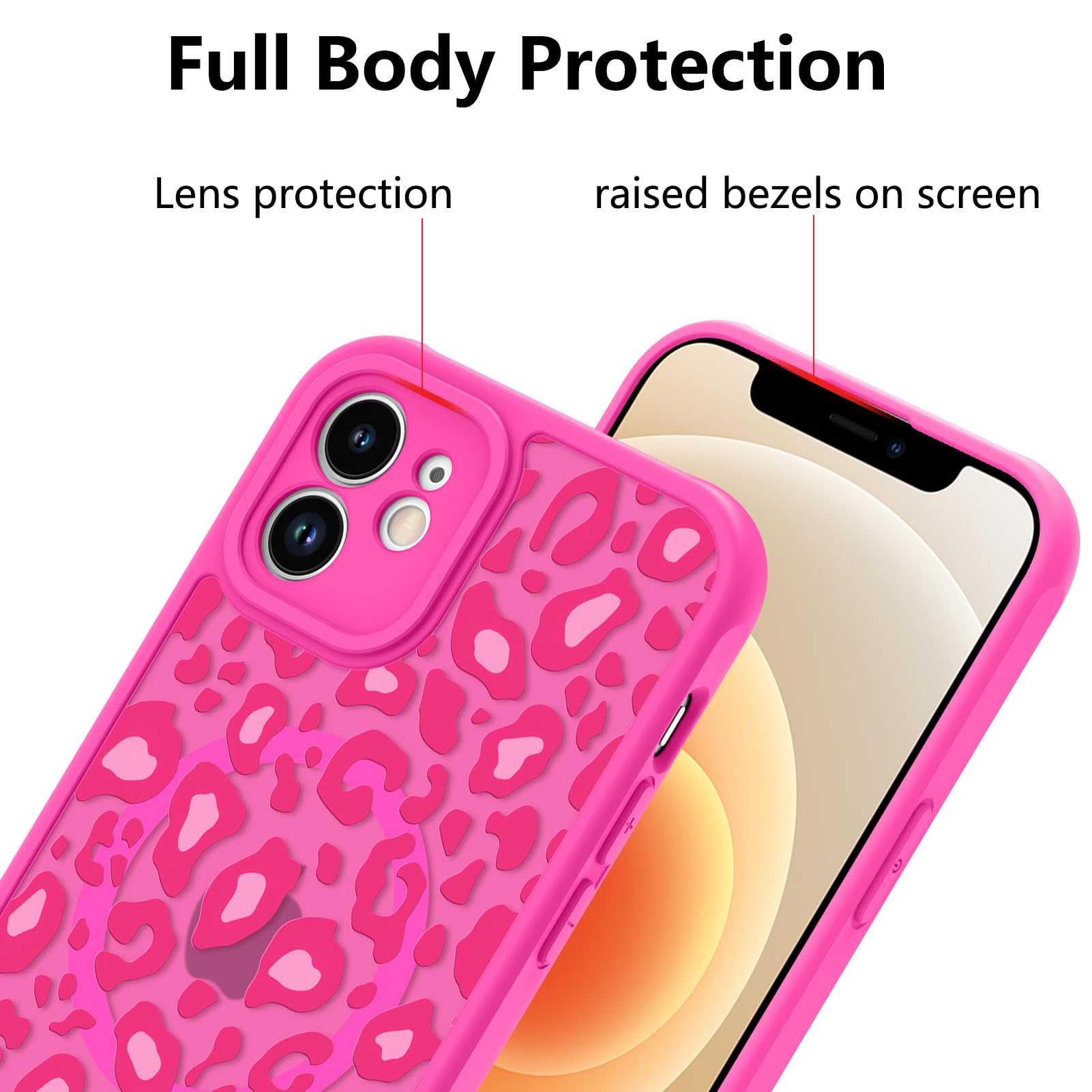 Foto 4 pulgar | Funda Kanghar Para Iphone 12 Con Estampado De Leopardo Rosa Intenso De 6.1 Pulgadas - Venta Internacional.