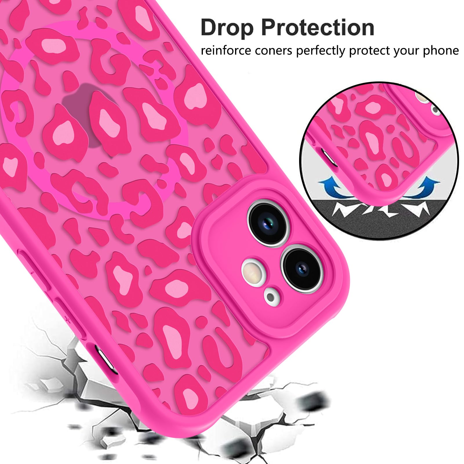 Foto 5 pulgar | Funda Kanghar Para Iphone 12 Con Estampado De Leopardo Rosa Intenso De 6.1 Pulgadas - Venta Internacional.