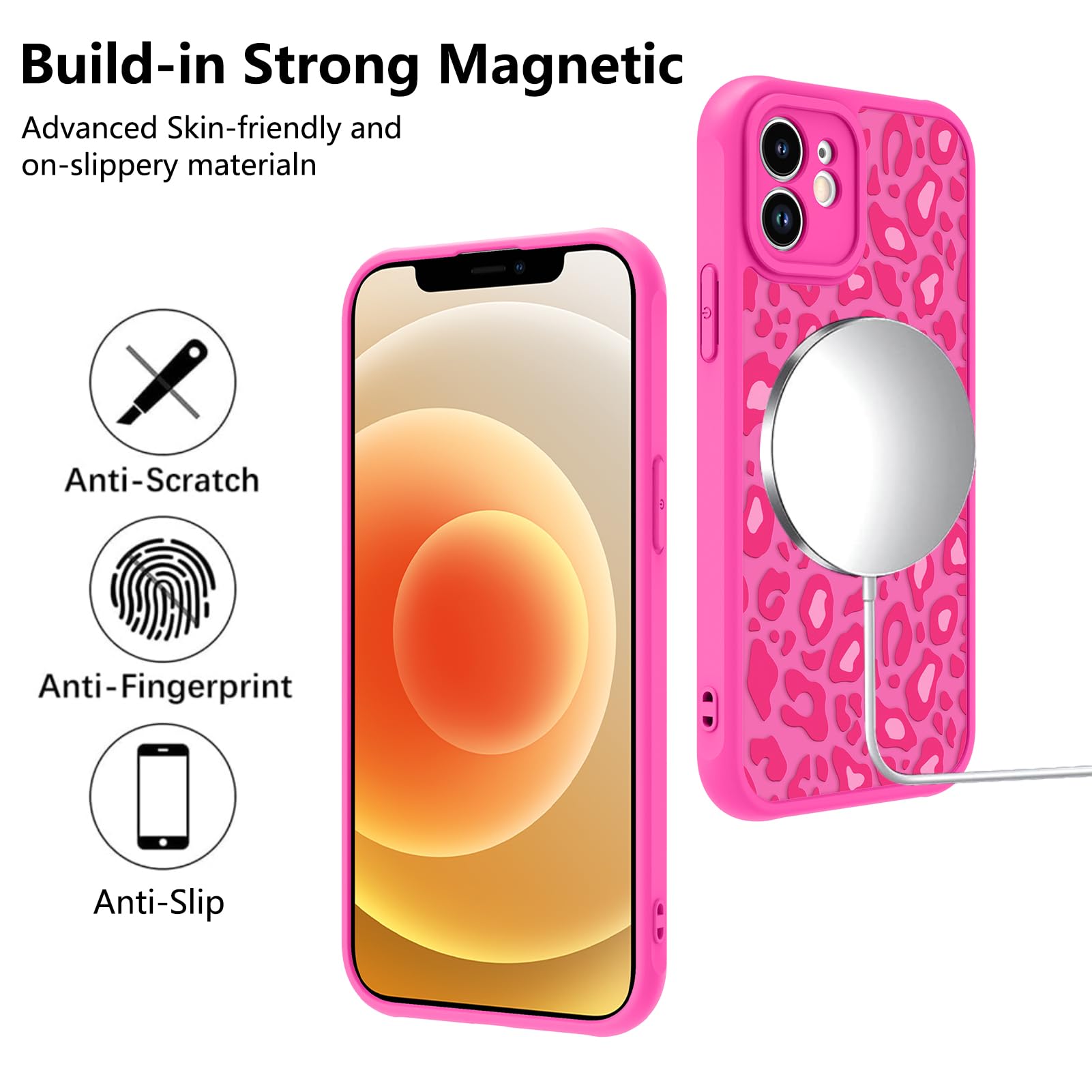 Foto 6 pulgar | Funda Kanghar Para Iphone 12 Con Estampado De Leopardo Rosa Intenso De 6.1 Pulgadas - Venta Internacional.