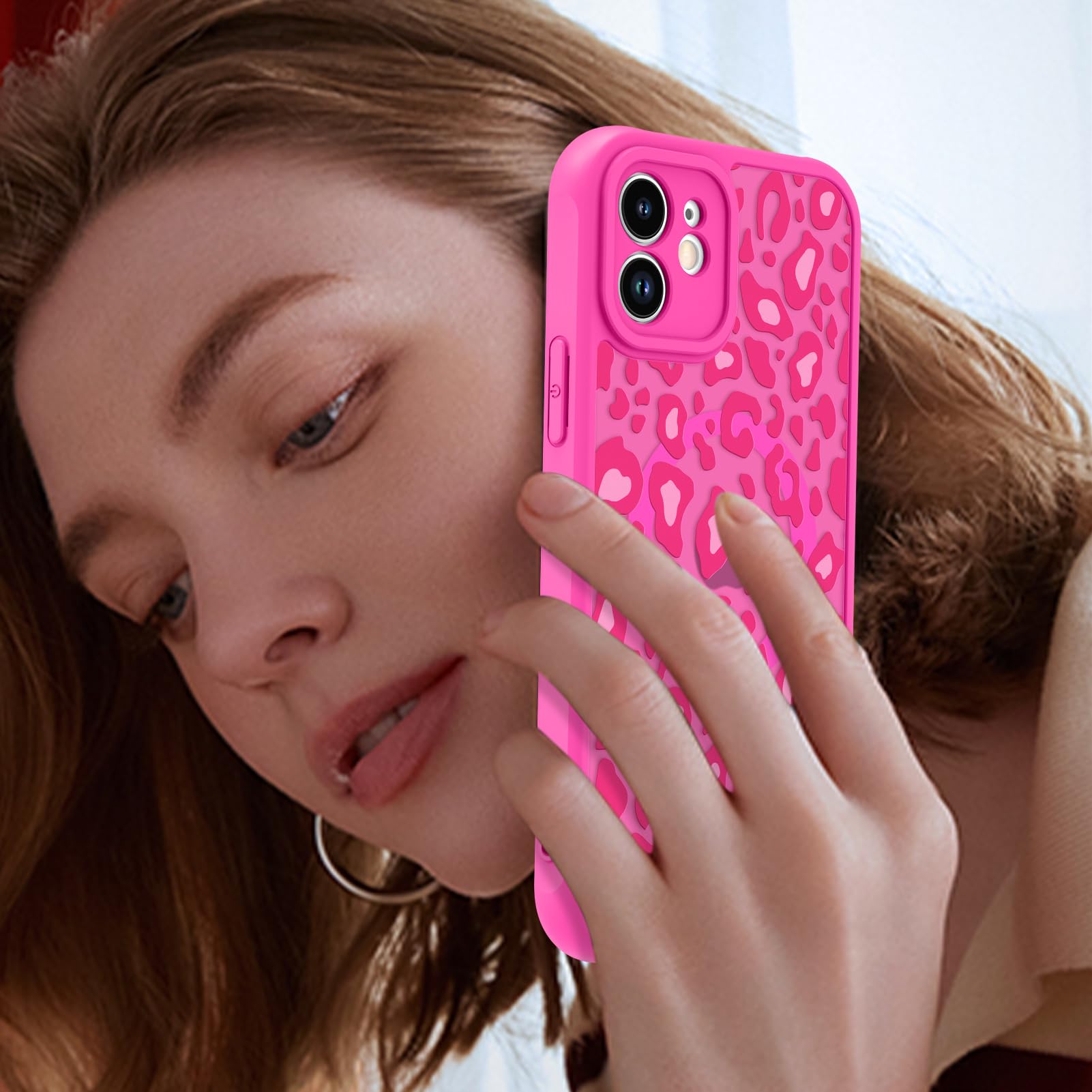 Foto 7 pulgar | Funda Kanghar Para Iphone 12 Con Estampado De Leopardo Rosa Intenso De 6.1 Pulgadas - Venta Internacional.