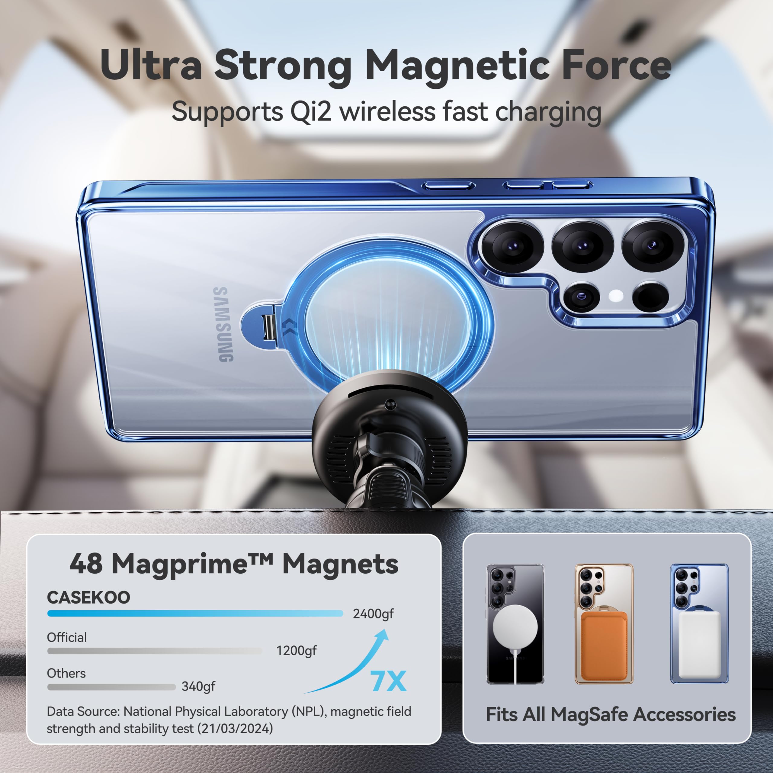 Foto 5 pulgar | Funda Para Teléfono Casekoo Azul Titanio Magicstand Pro Samsung S25 Ultra - Venta Internacional.