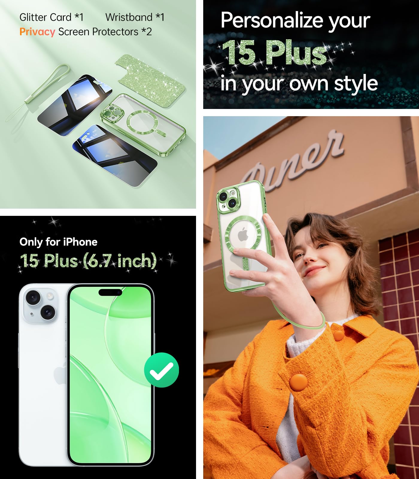 Foto 3 pulgar | Funda Magnética Meifigno Candy Para Iphone 15 Plus De 6.7 Pulgadas, Color Verde - Venta Internacional.