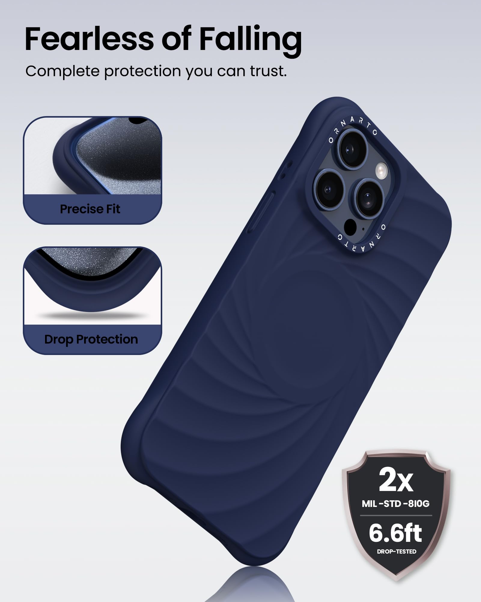 Foto 4 pulgar | Funda Ornarto Vortuxe Para Iphone 15 Pro 6.1 Azul Marino - Venta Internacional.
