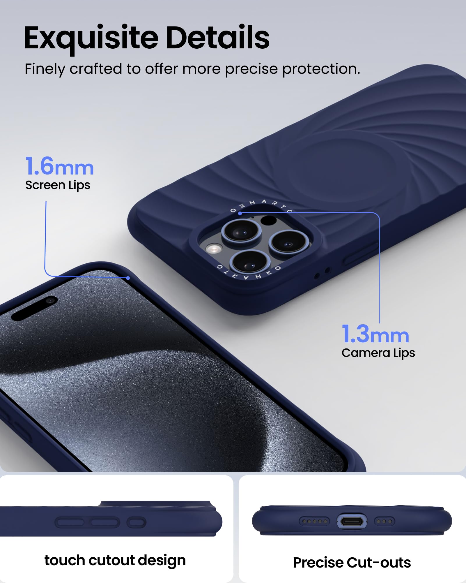 Foto 4 | Funda Ornarto Vortuxe Para Iphone 15 Pro 6.1 Azul Marino - Venta Internacional.