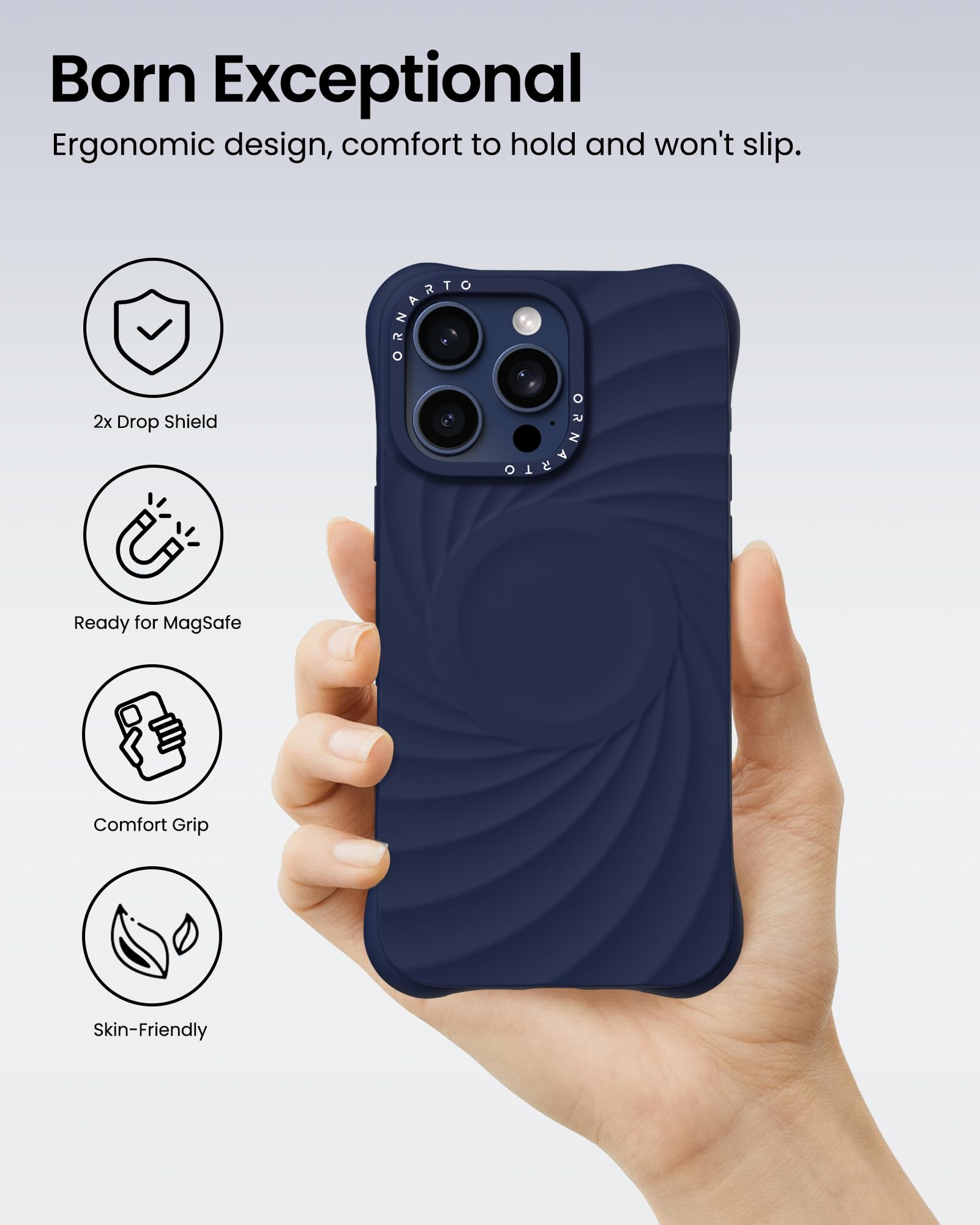 Foto 6 pulgar | Funda Ornarto Vortuxe Para Iphone 15 Pro 6.1 Azul Marino - Venta Internacional.