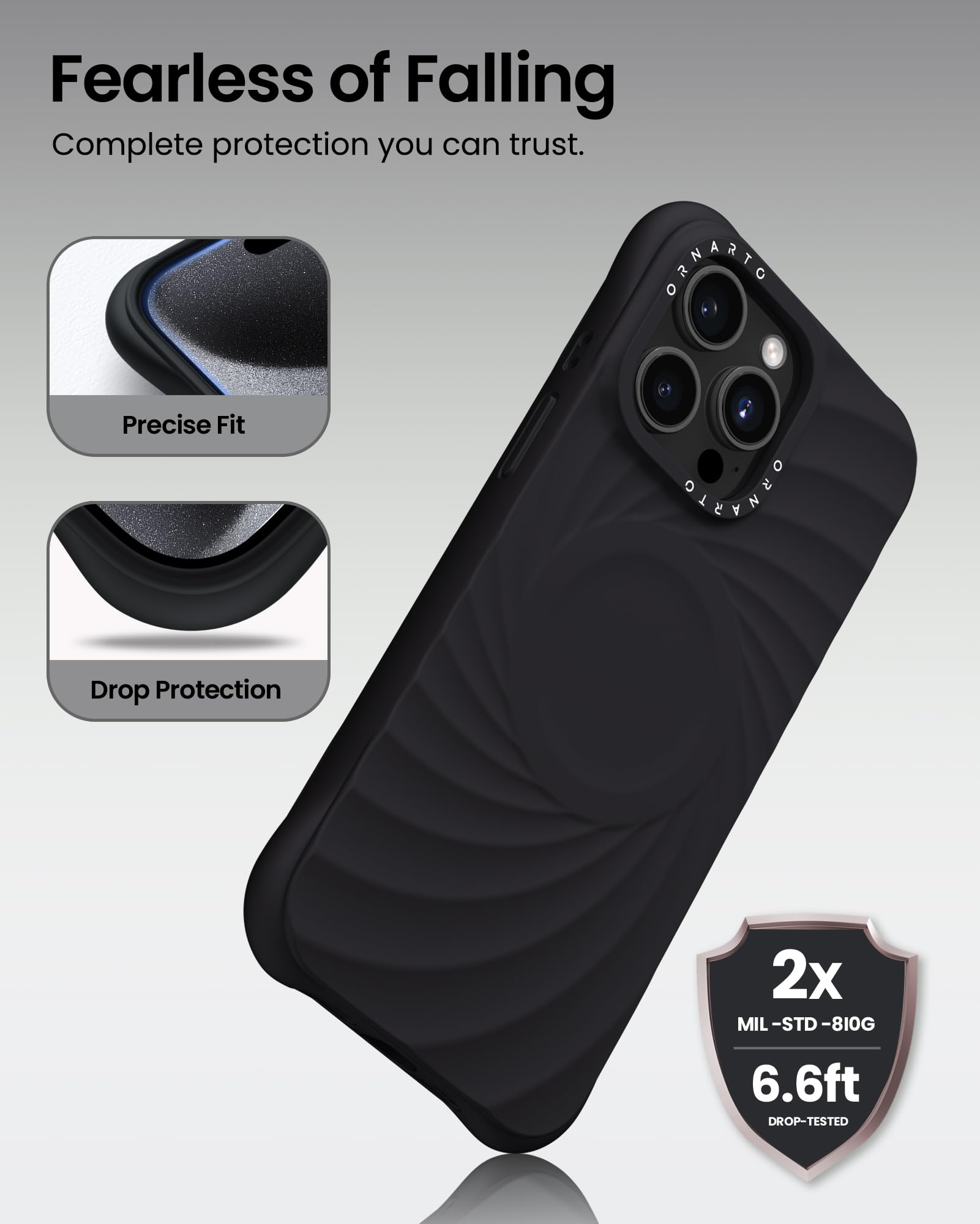 Foto 4 pulgar | Funda De Teléfono Ornarto Vortuxe Para Iphone 15 Pro Max Negra - Venta Internacional.