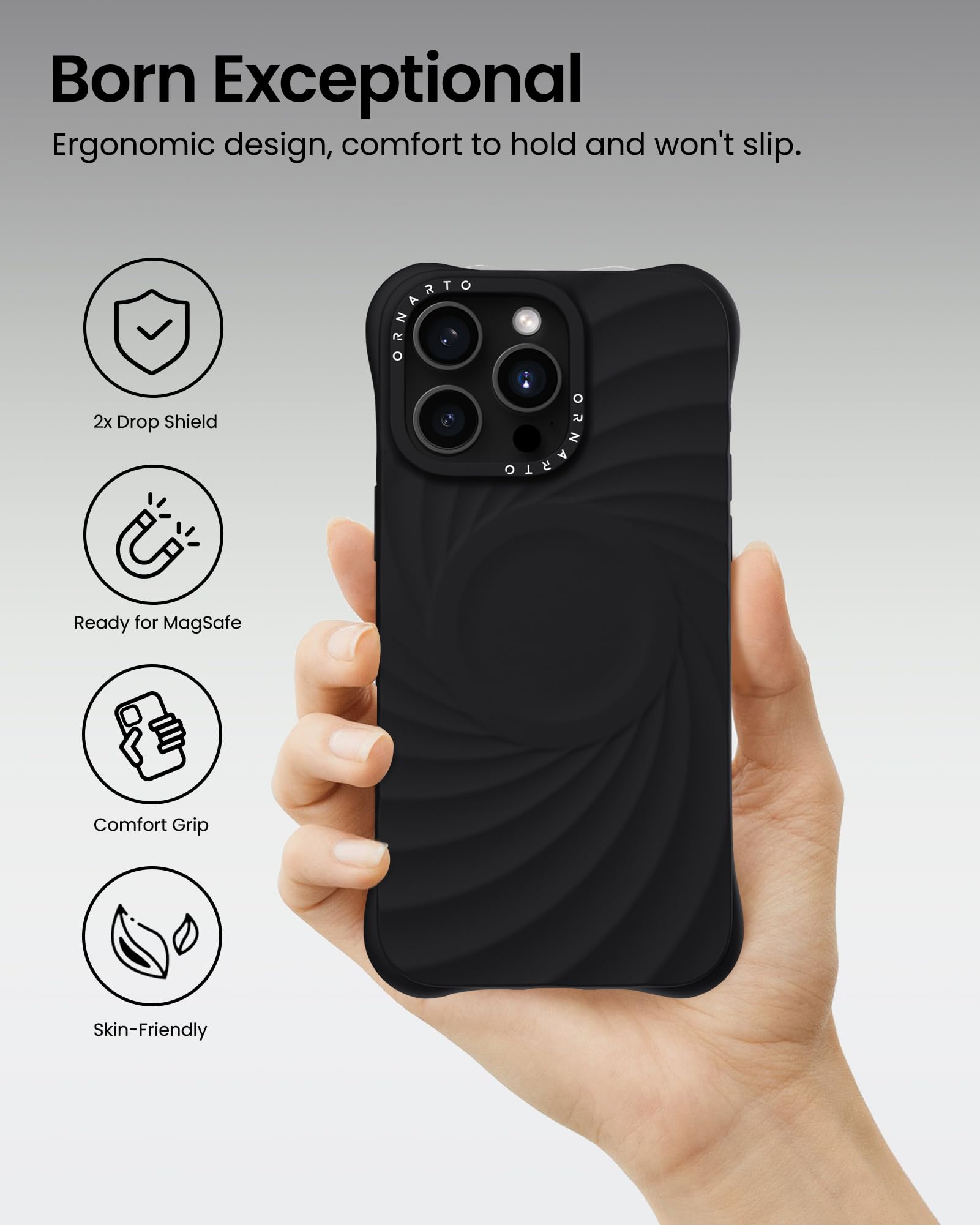 Foto 6 pulgar | Funda De Teléfono Ornarto Vortuxe Para Iphone 15 Pro Max Negra - Venta Internacional.