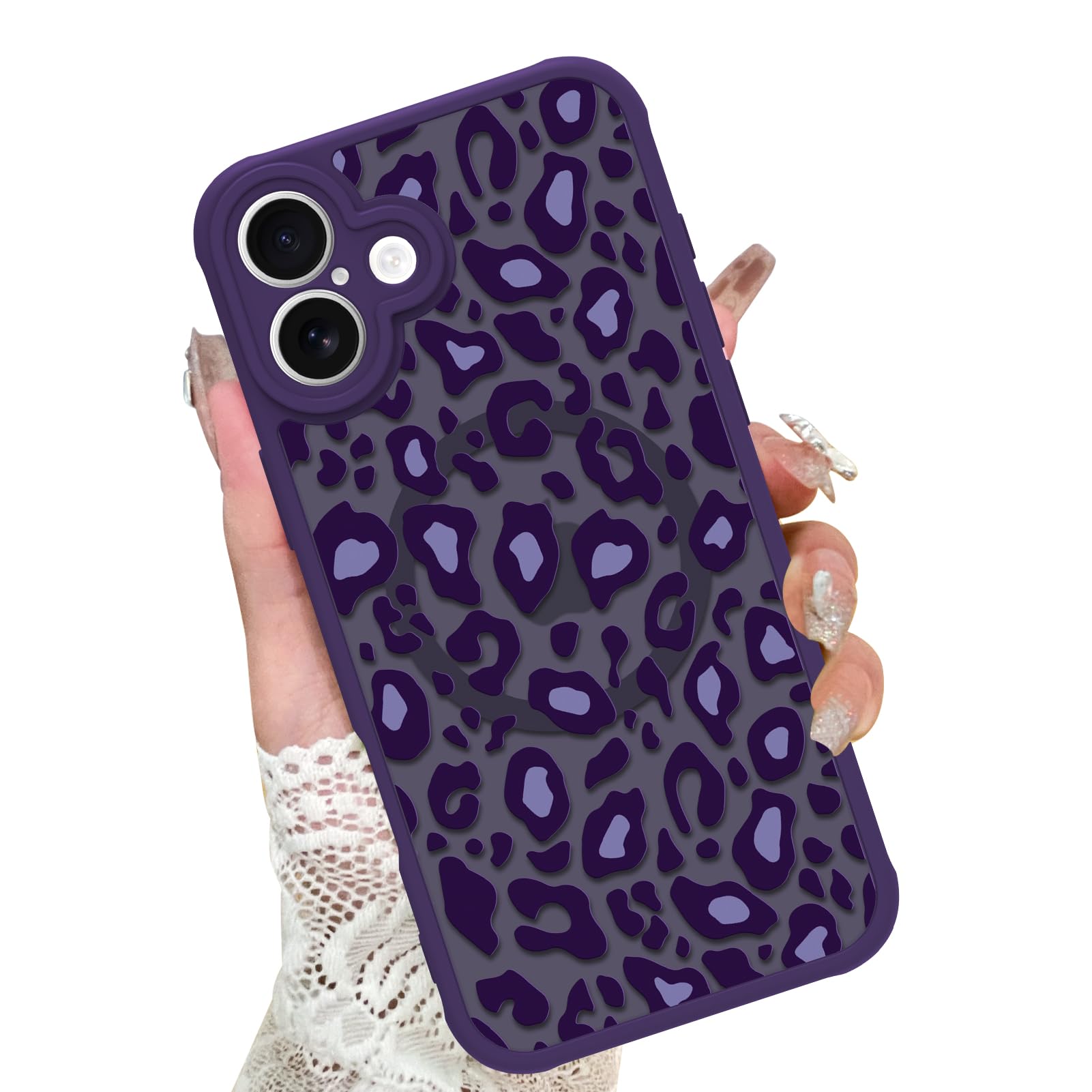 Foto 2 pulgar | Funda Kanghar Para Iphone 16 Con Estampado De Leopardo Morado De 6.1 Pulgadas Y Magsafe - Venta Internacional.